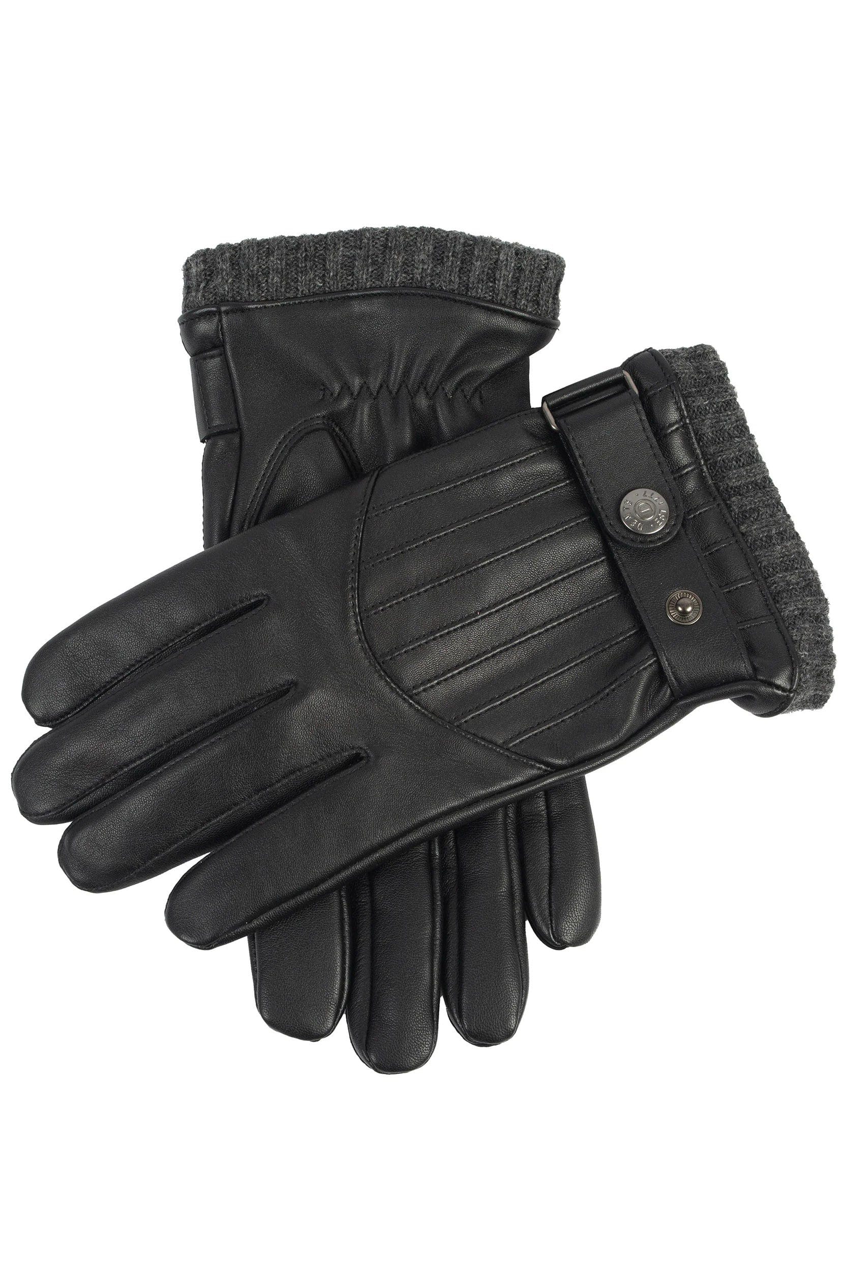 Sherborne Leather Gloves with Stitch Detail - Black/Grey