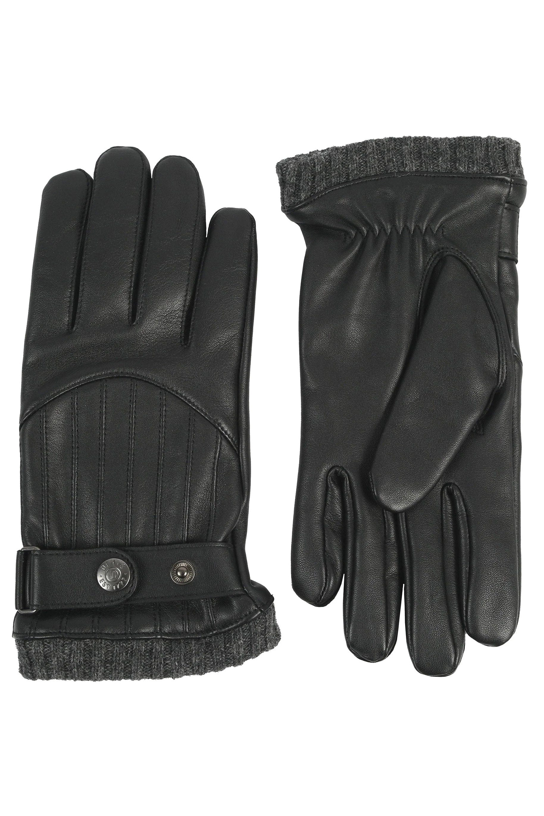 Sherborne Leather Gloves with Stitch Detail - Black/Grey - Image 3
