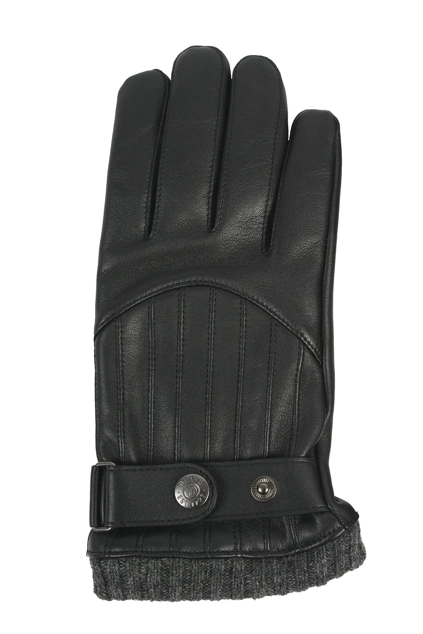 Sherborne Leather Gloves with Stitch Detail - Black/Grey - Image 4