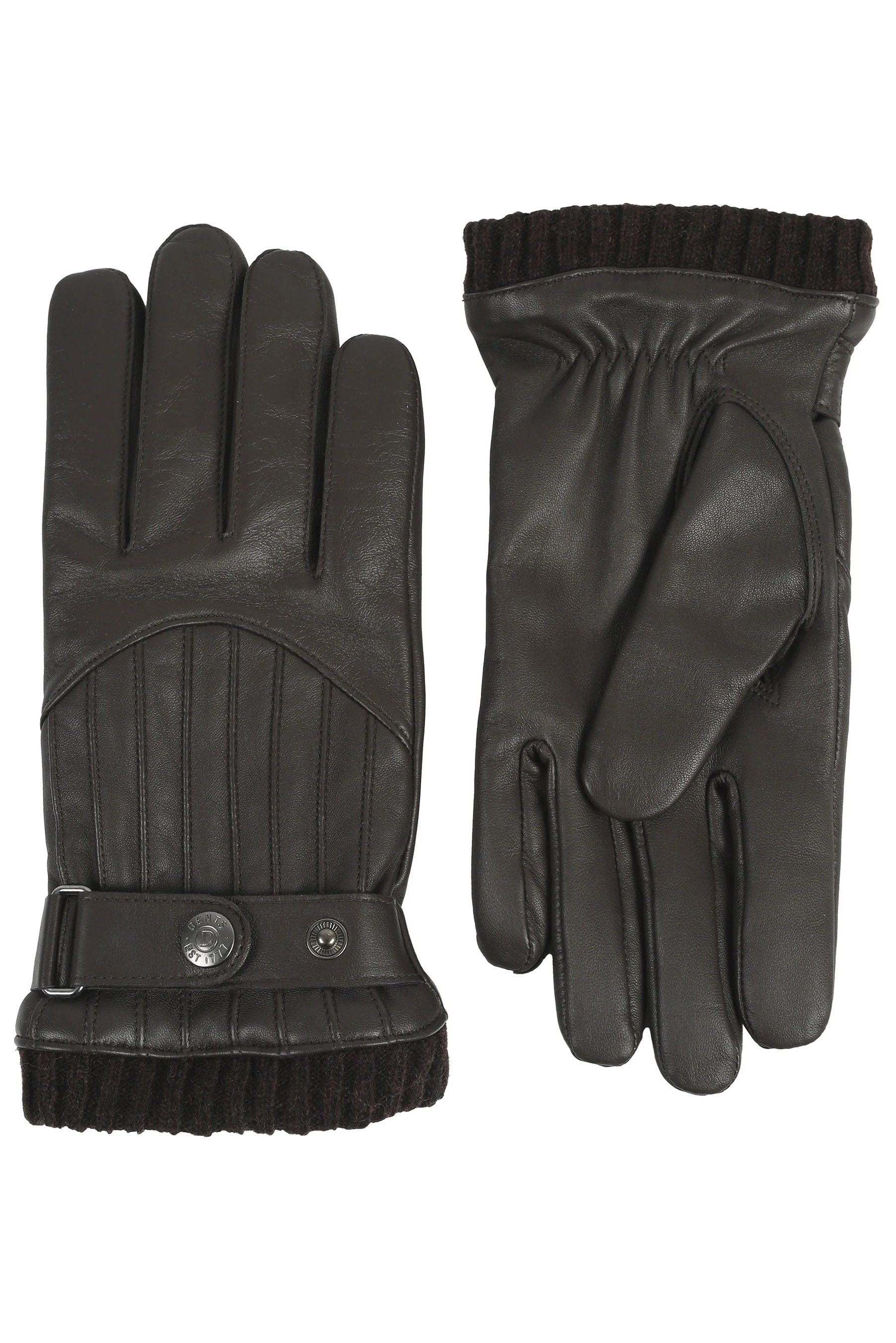 Sherborne Leather Gloves with Stitch Detail - Brown - Image 2