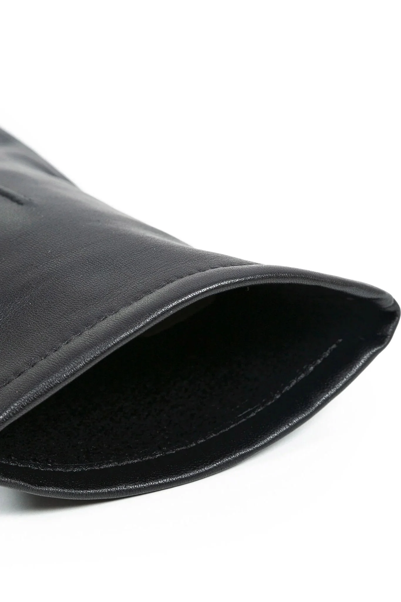 Single Point Lined Leather Gloves - Black - Image 6