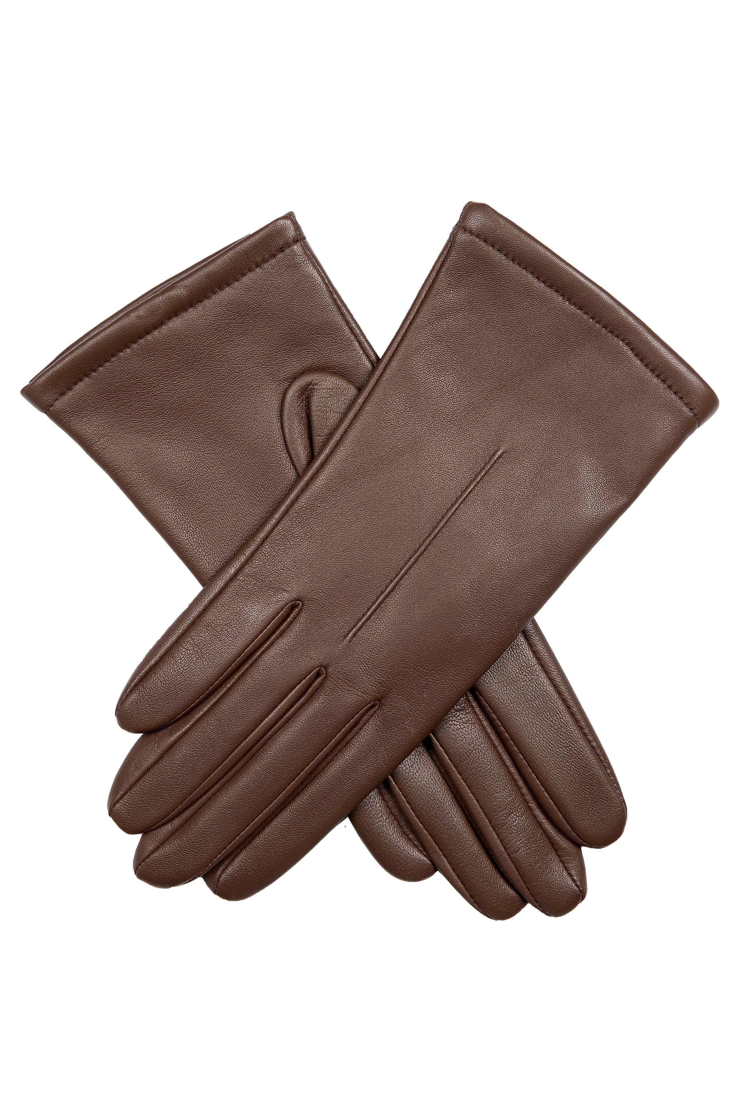 Single Point Lined Leather Gloves - Chestnut