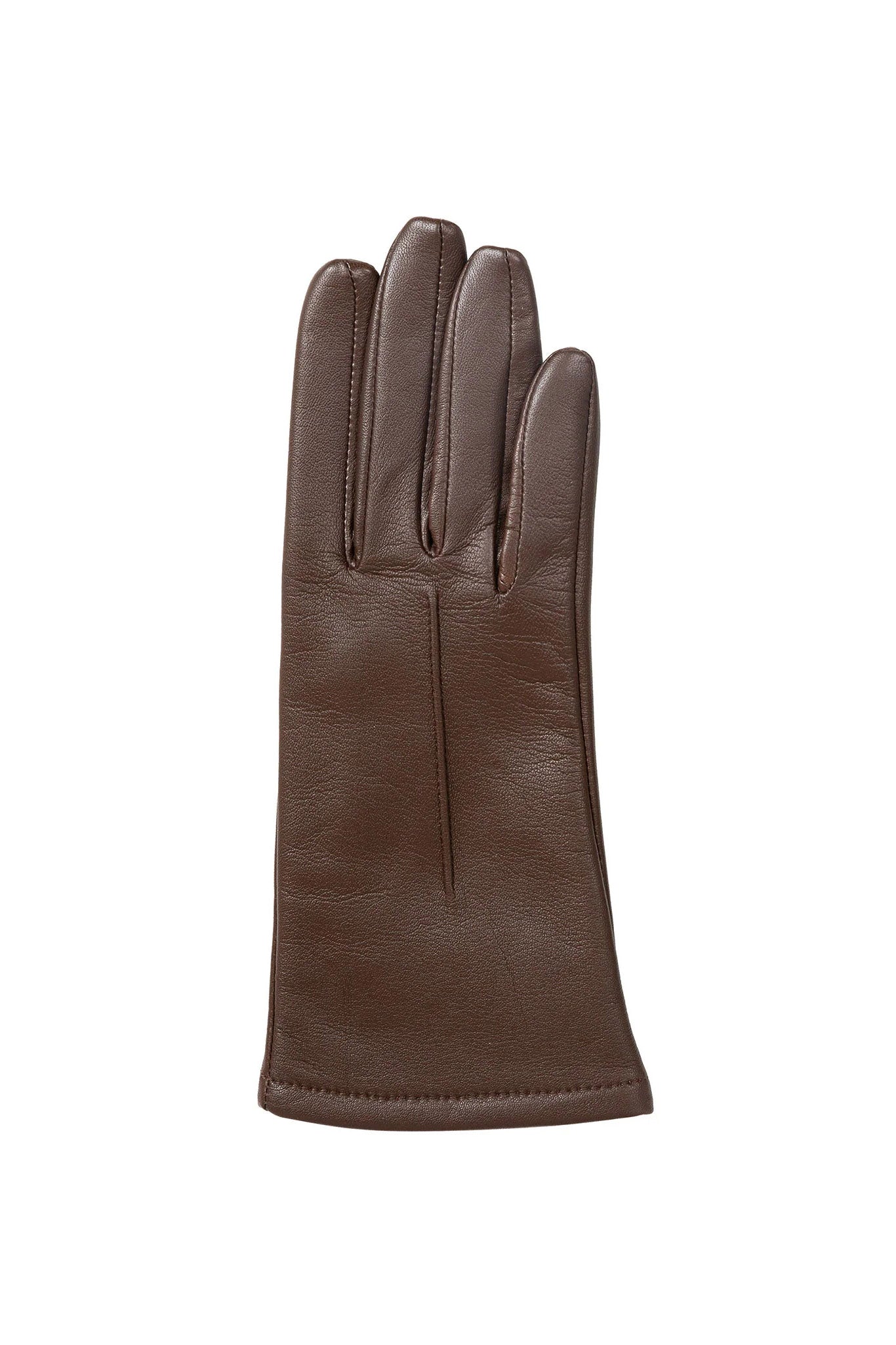 Single Point Lined Leather Gloves - Chestnut - Image 3