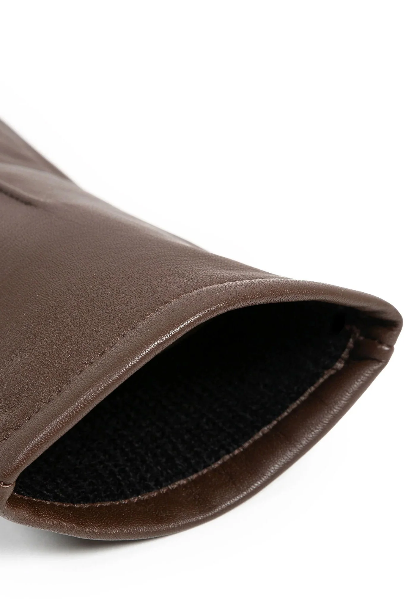 Single Point Lined Leather Gloves - Chestnut - Image 6