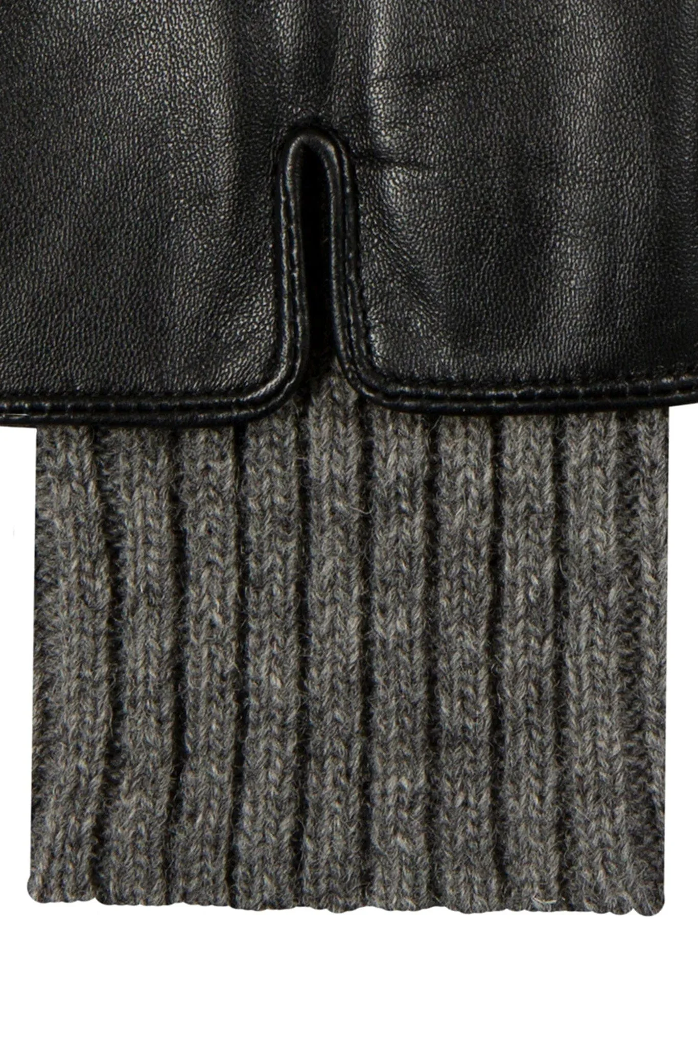 Tamara Leather Glove with Knitted Cuffs - Black/Charcoal - Image 4