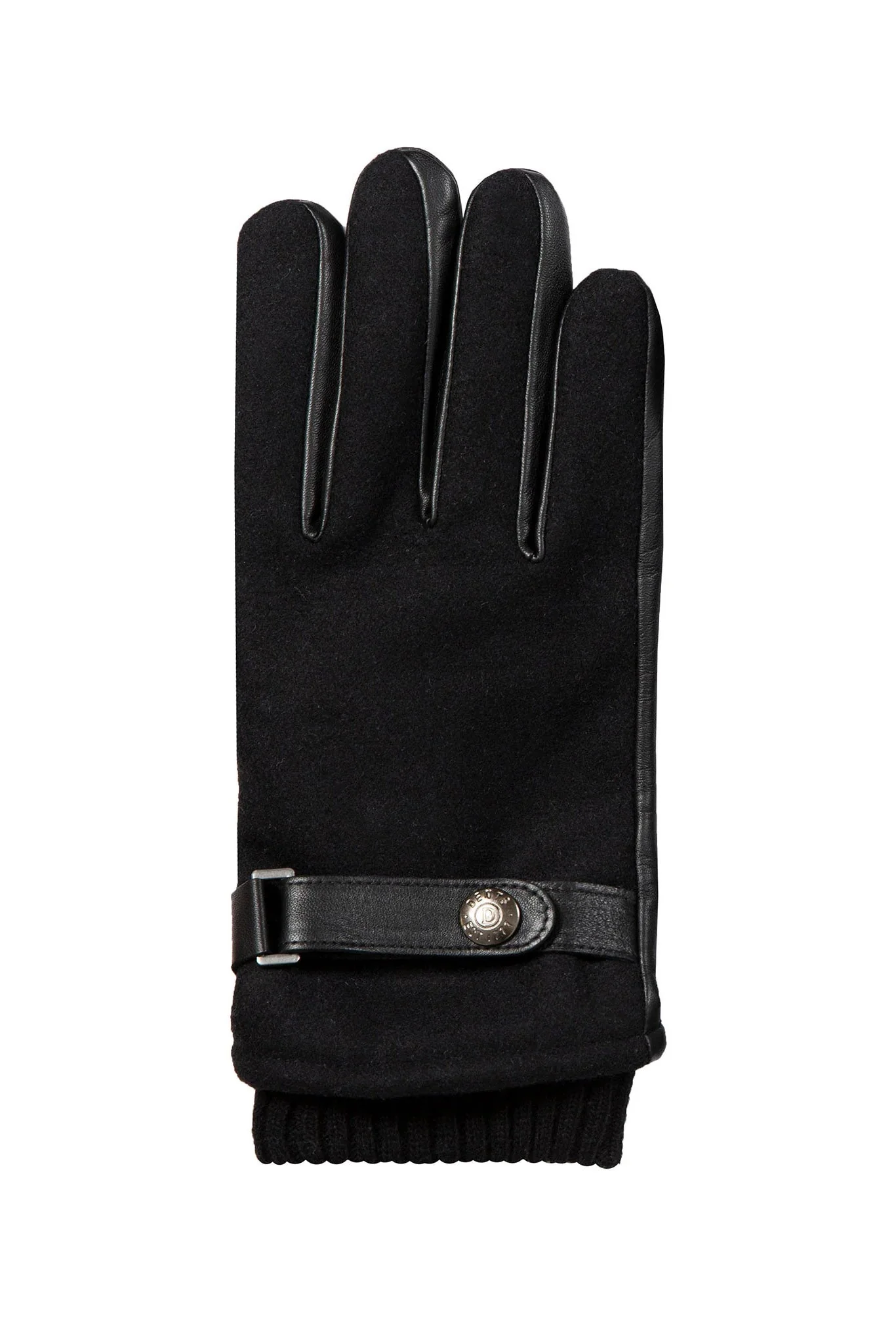 Touchscreen Leather and Flannel Gloves - Black - Image 3