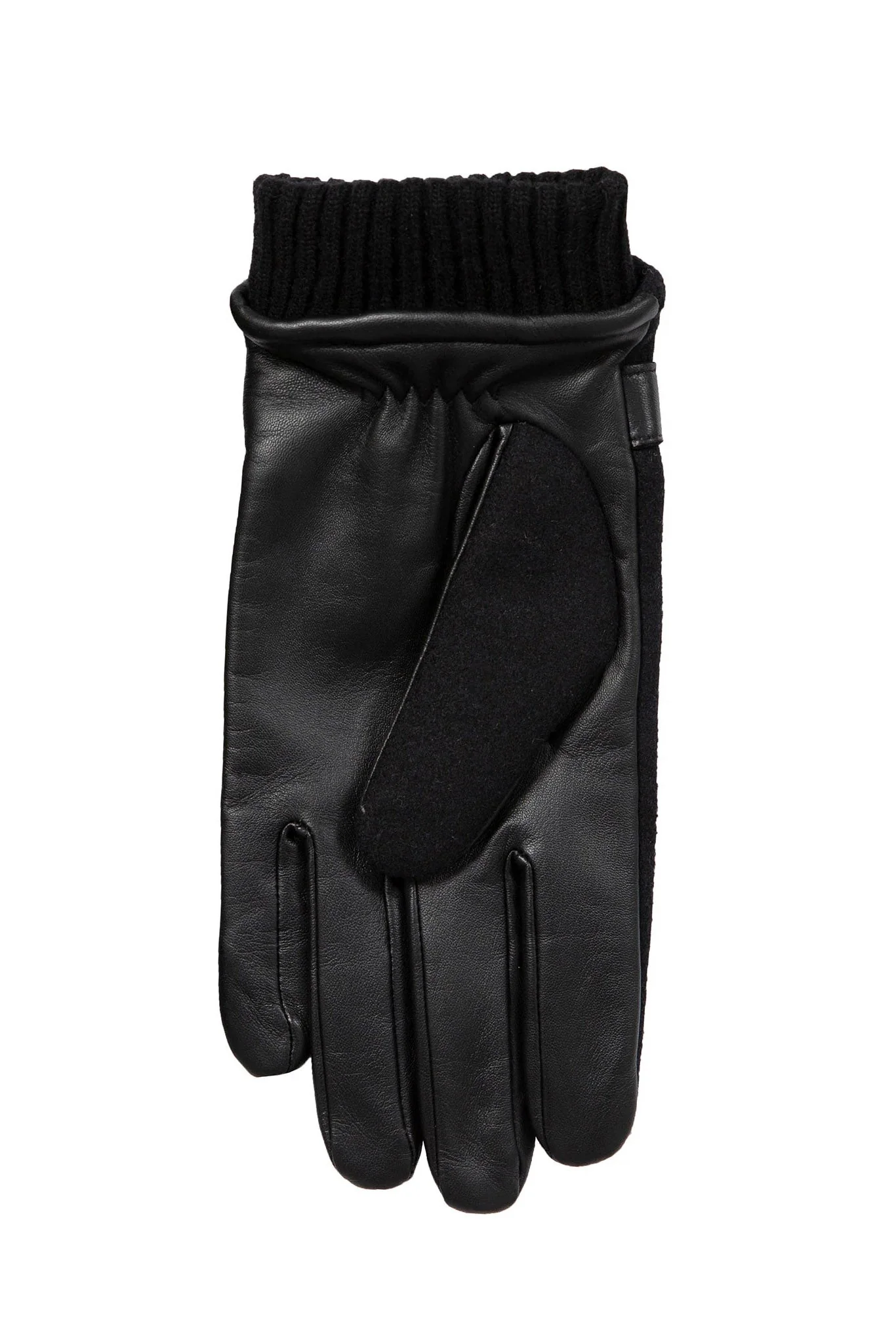 Touchscreen Leather and Flannel Gloves - Black - Image 4