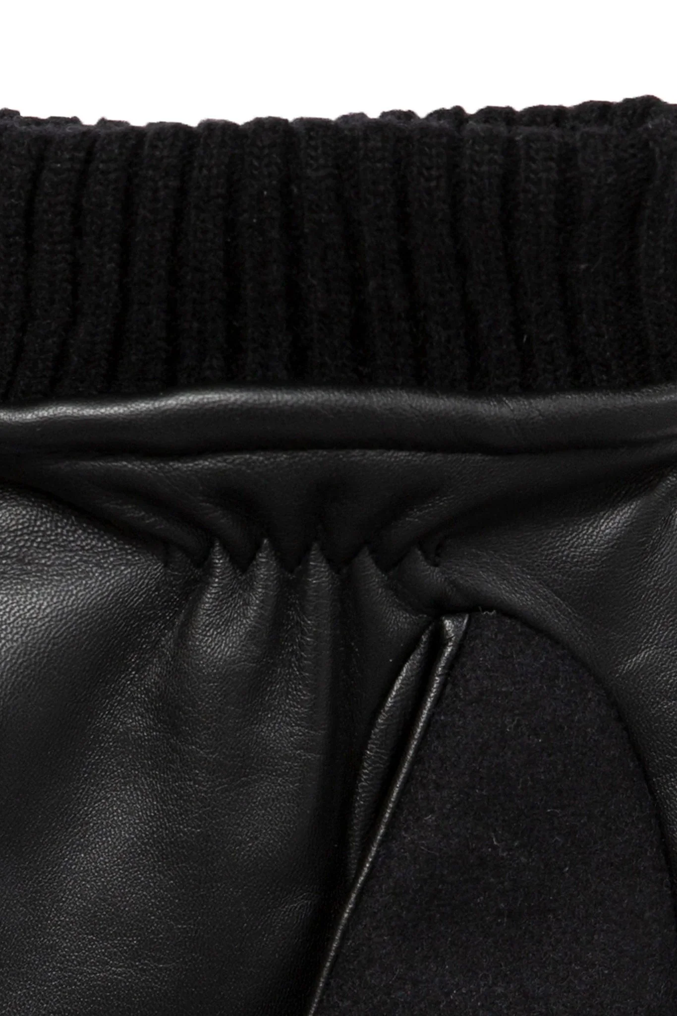 Touchscreen Leather and Flannel Gloves - Black - Image 6