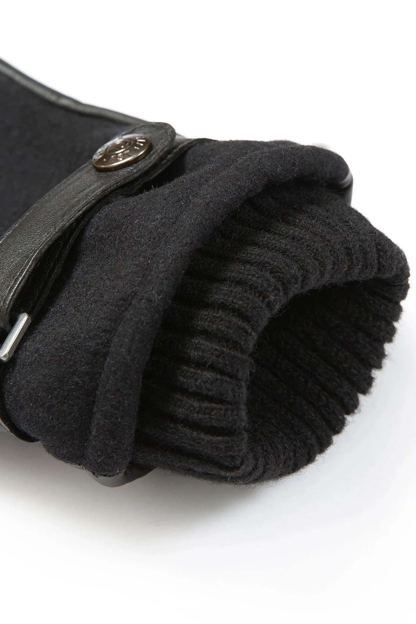 Touchscreen Leather and Flannel Gloves - Black - Image 7