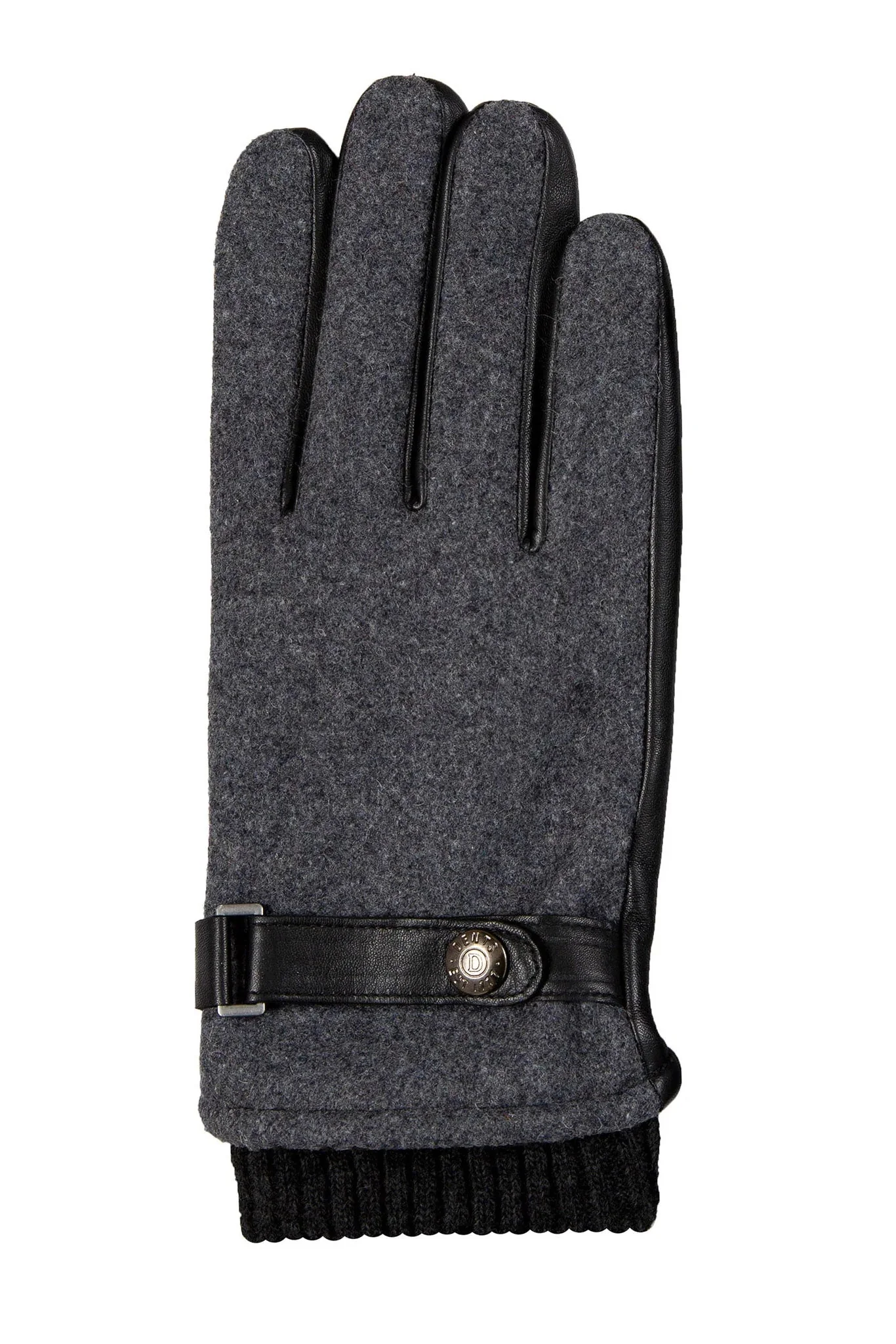 Touchscreen Leather and Flannel Gloves - Charcoal - Image 3