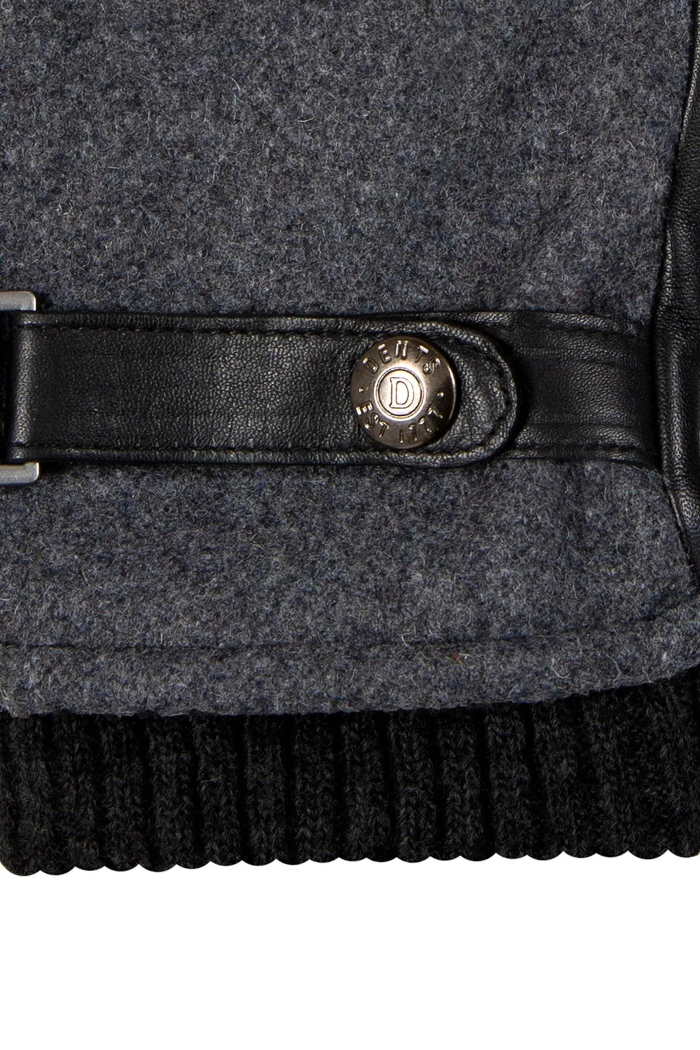 Touchscreen Leather and Flannel Gloves - Charcoal - Image 5