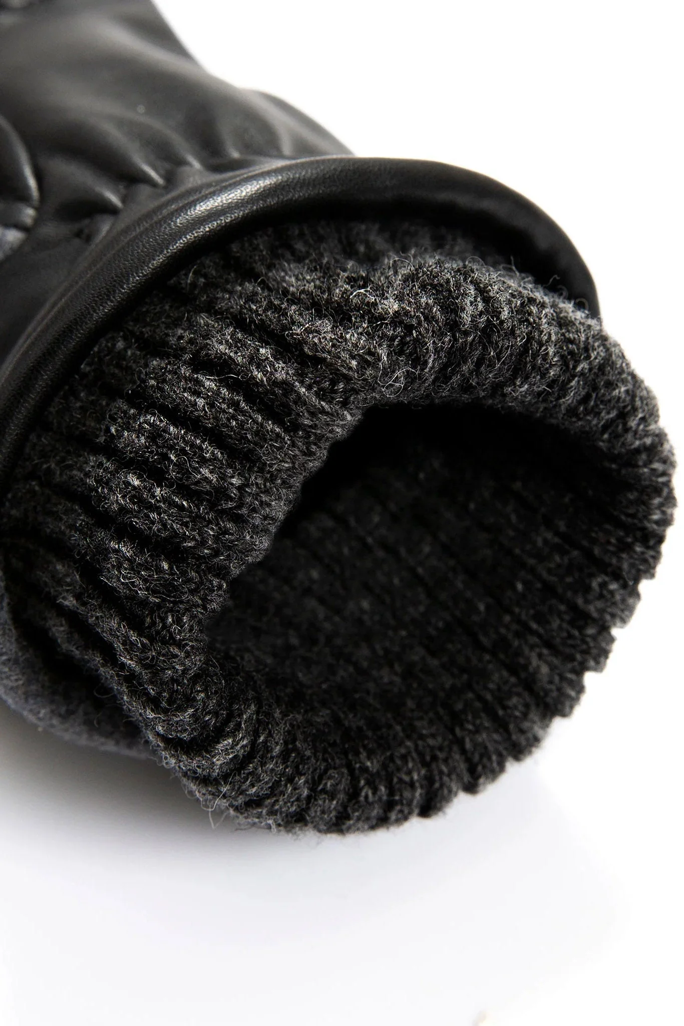 Touchscreen Leather and Flannel Gloves - Charcoal - Image 7