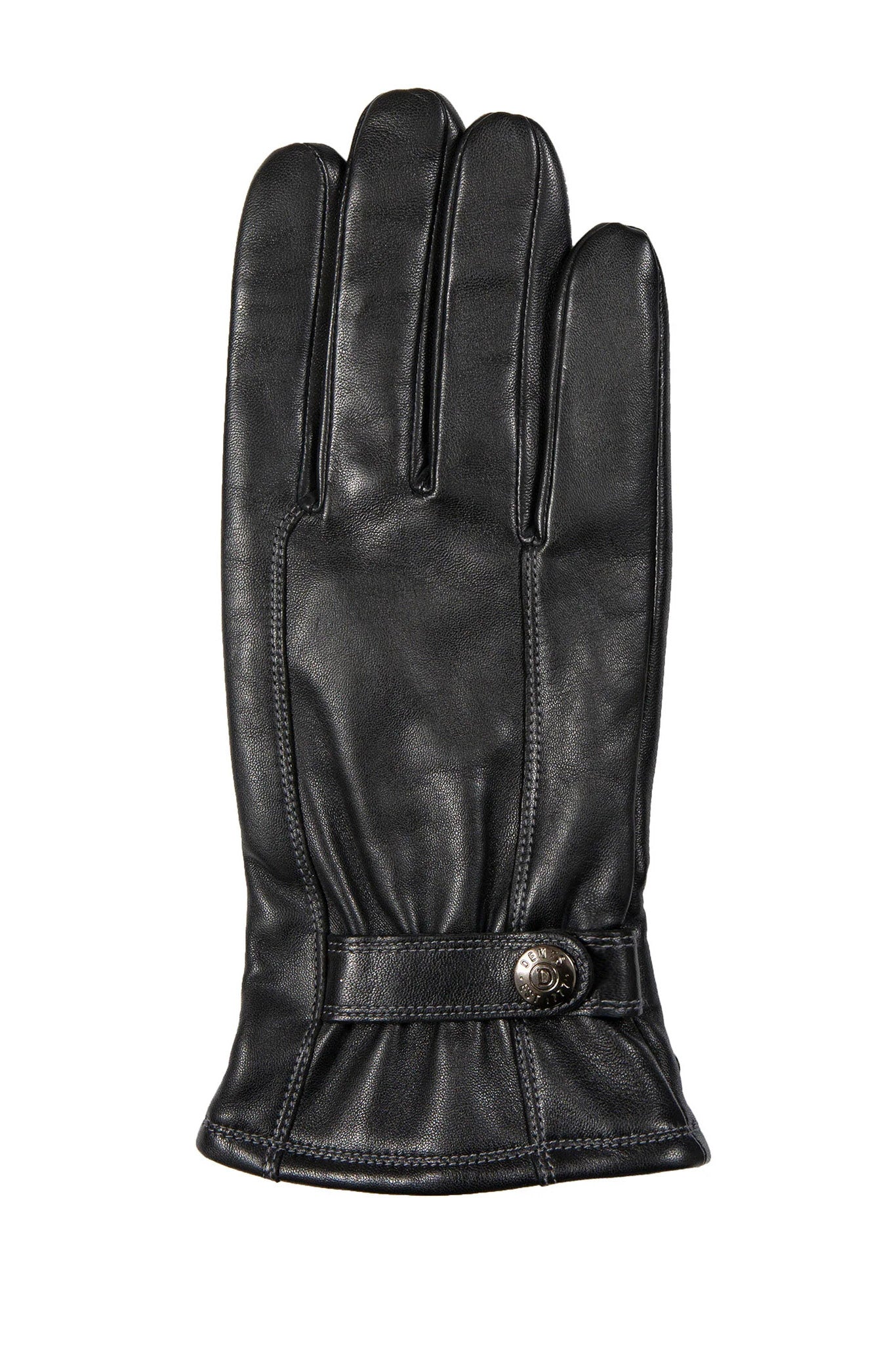 Touchscreen Leather Gloves with Contrast Stitching - Black - Image 3