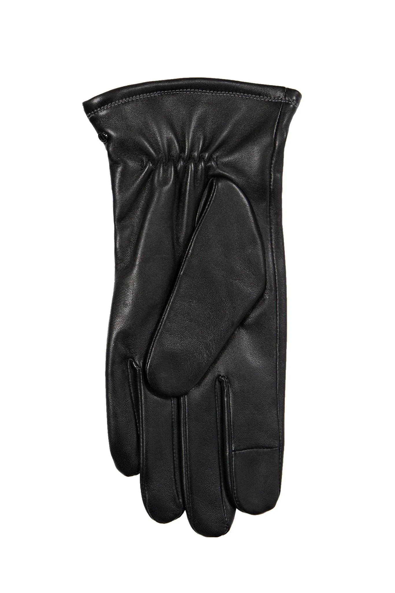 Touchscreen Leather Gloves with Contrast Stitching - Black - Image 4