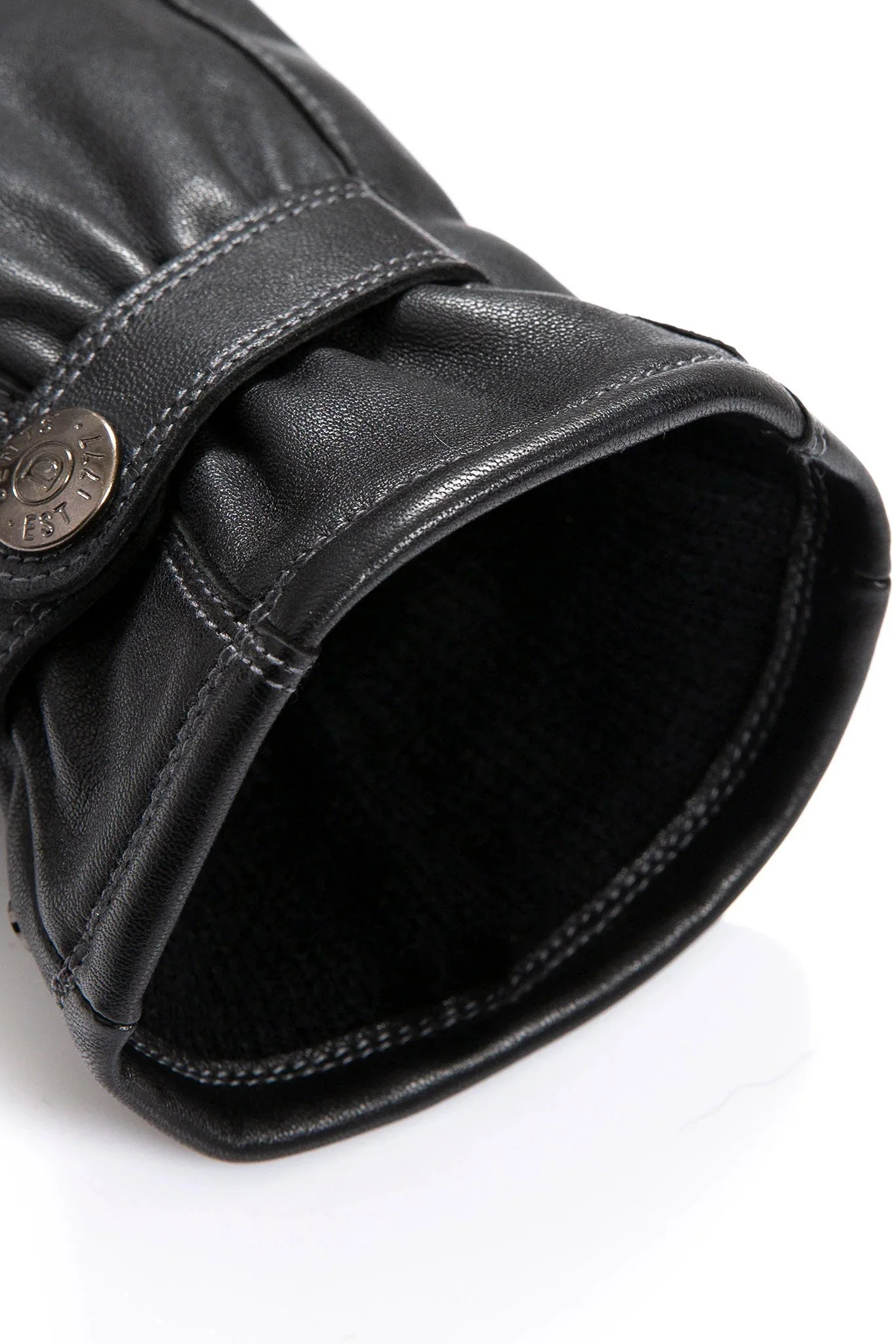 Touchscreen Leather Gloves with Contrast Stitching - Black - Image 6