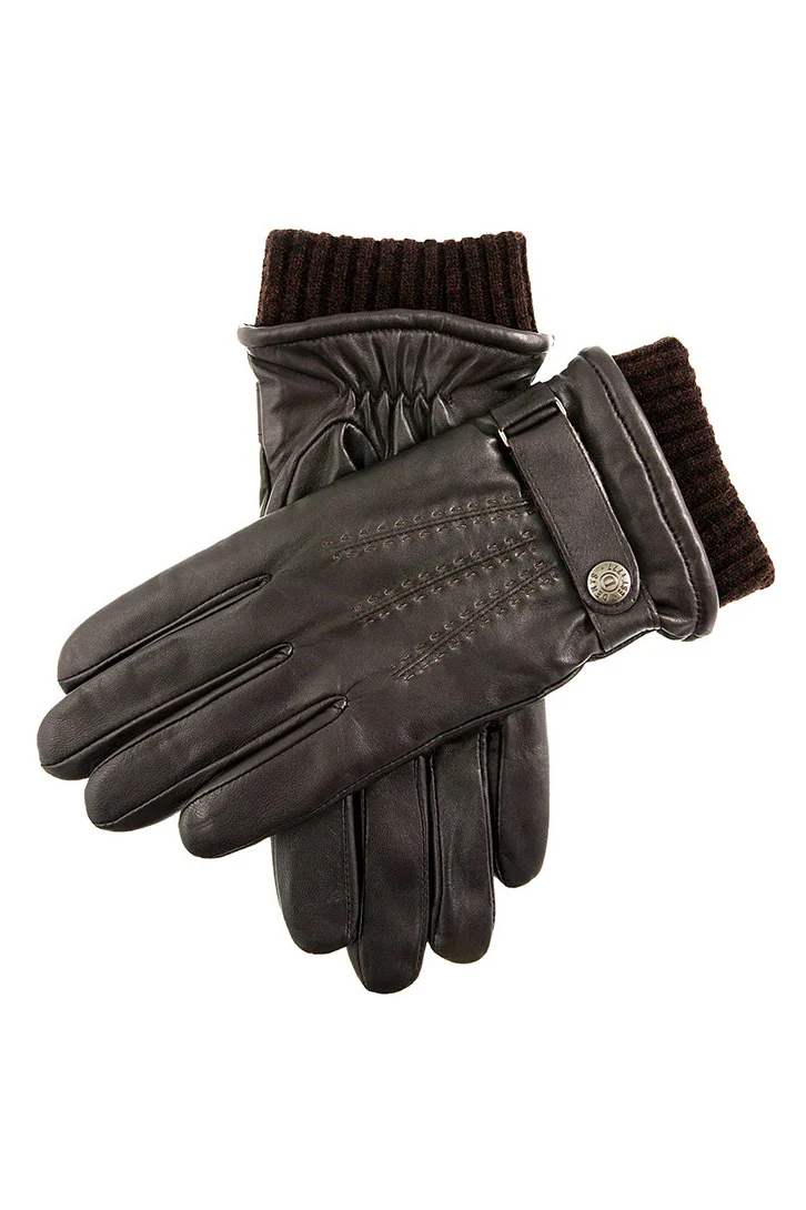 Touchscreen Soft Wool Lined Leather Gloves - Brown