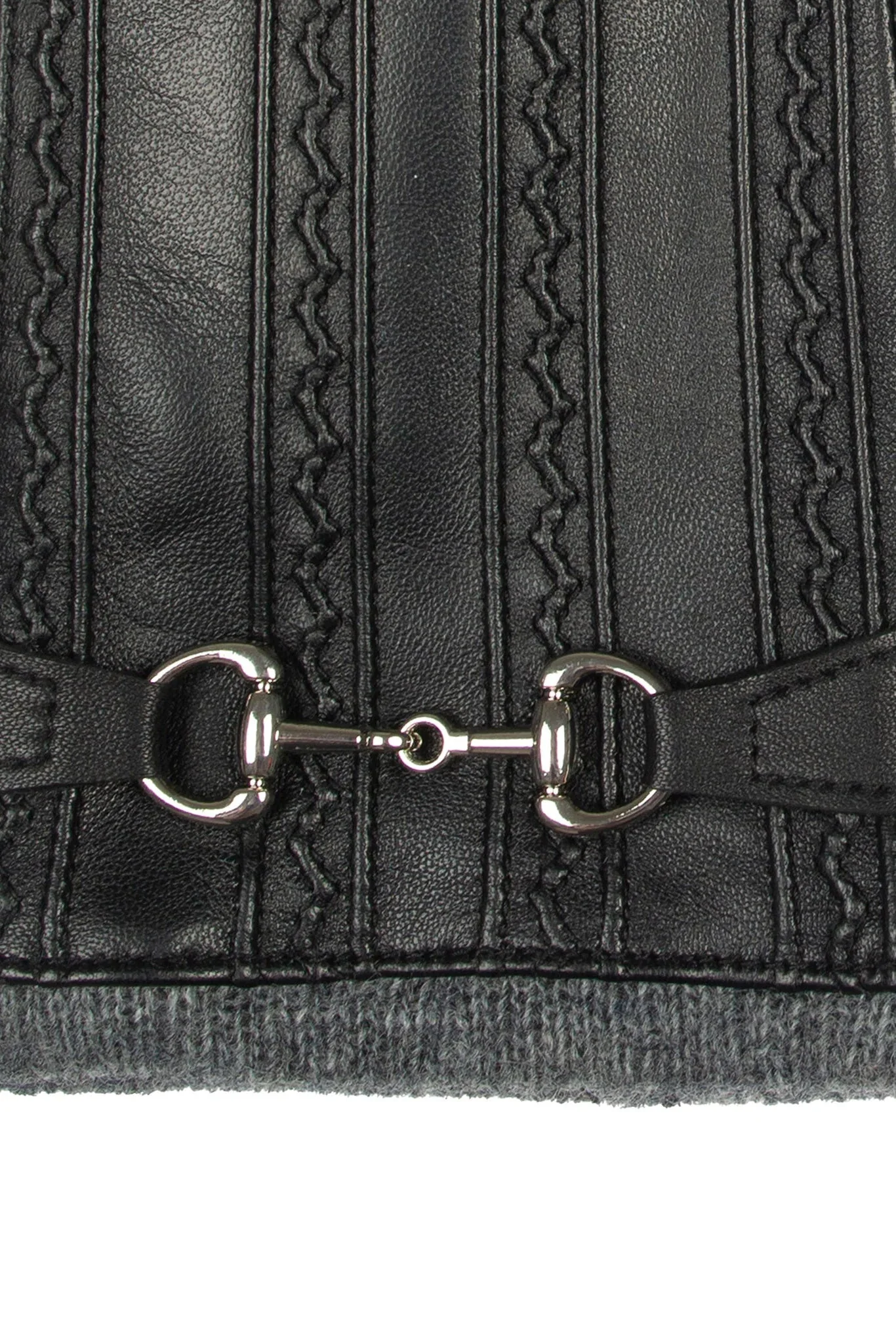 Touchscreen Water-Resistant Wool Lined Leather Gloves - Black - Image 6