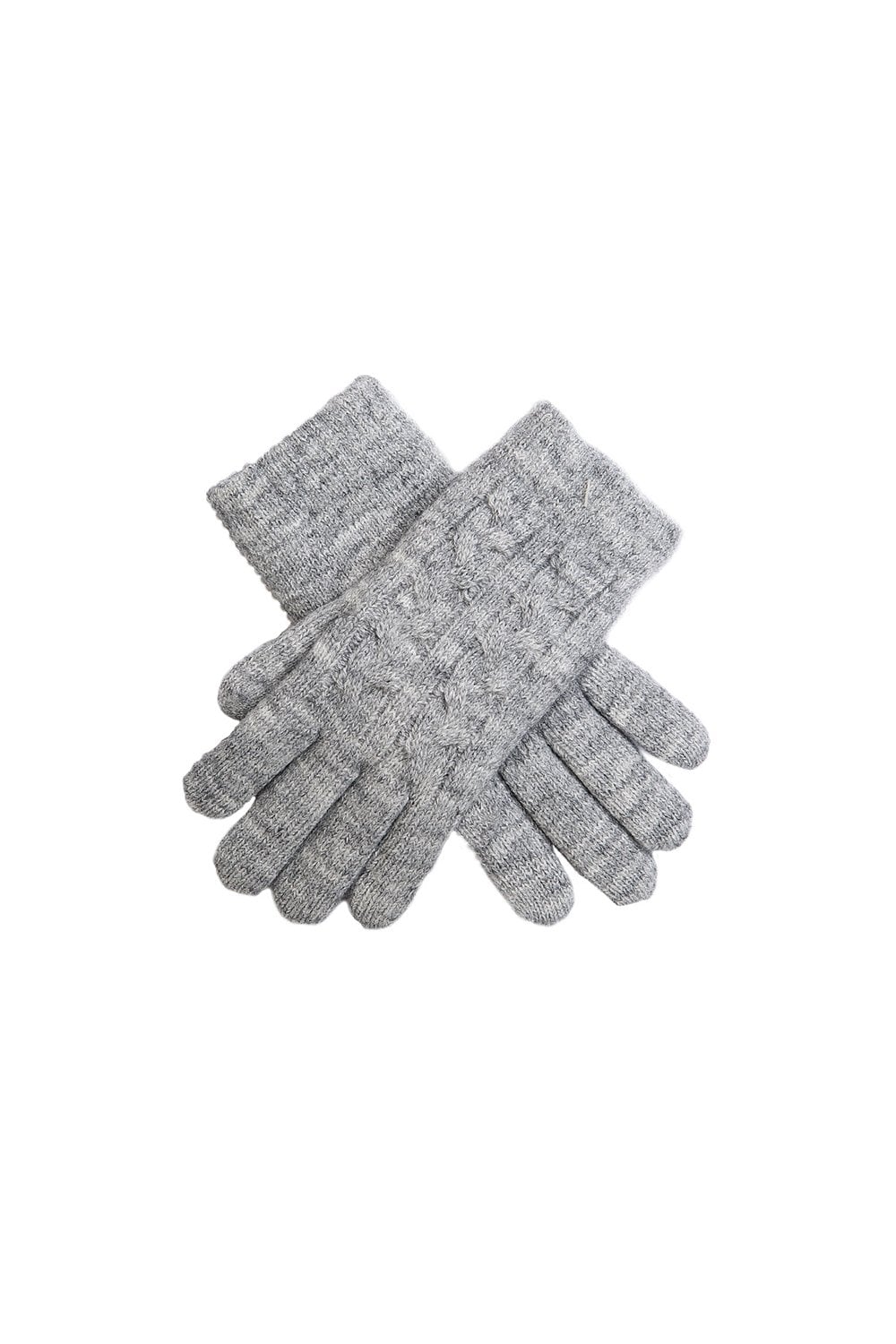 Womens Cable Knit Gloves - Dove Grey