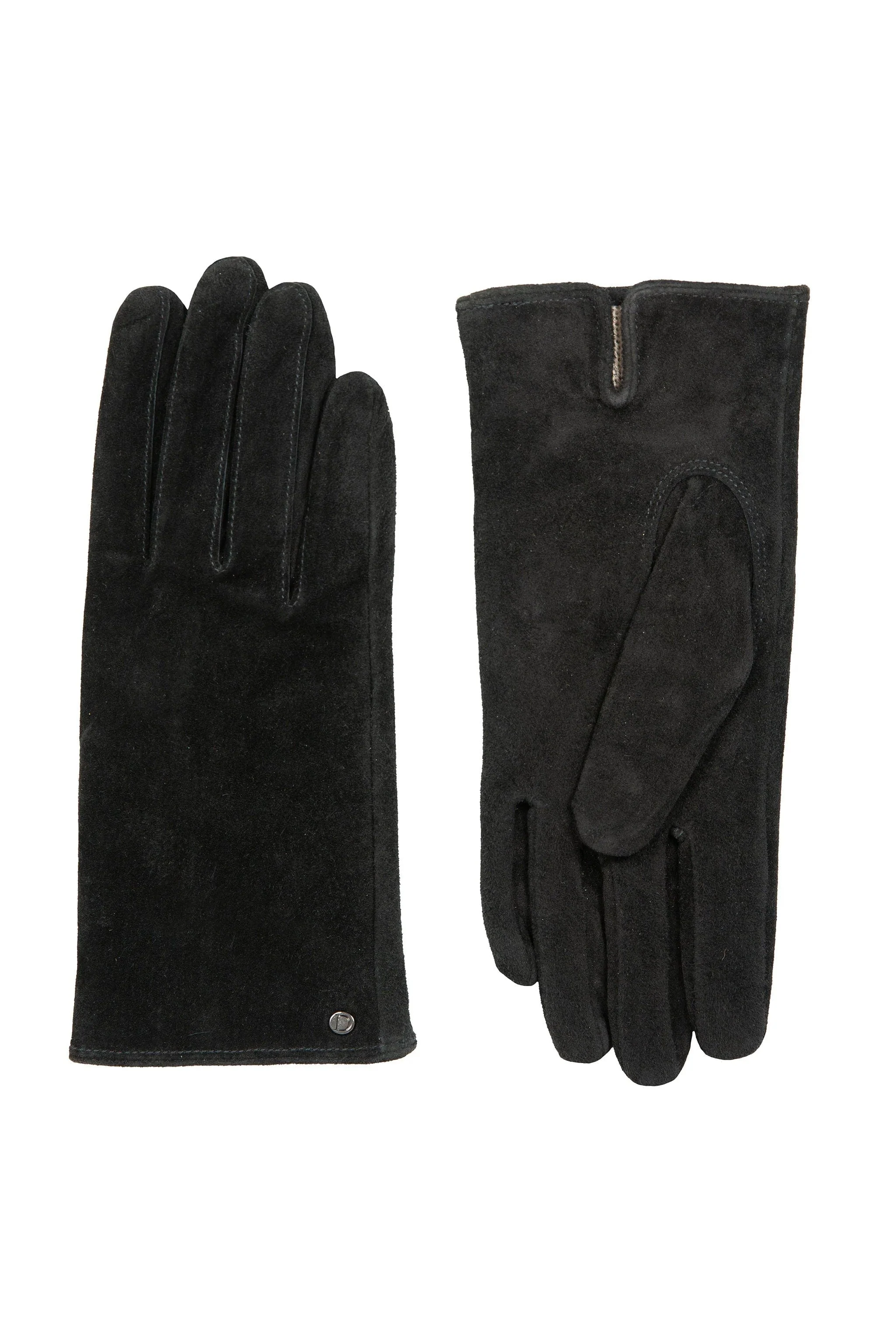 Womens Emily Plain Suede Gloves - Black - Image 2