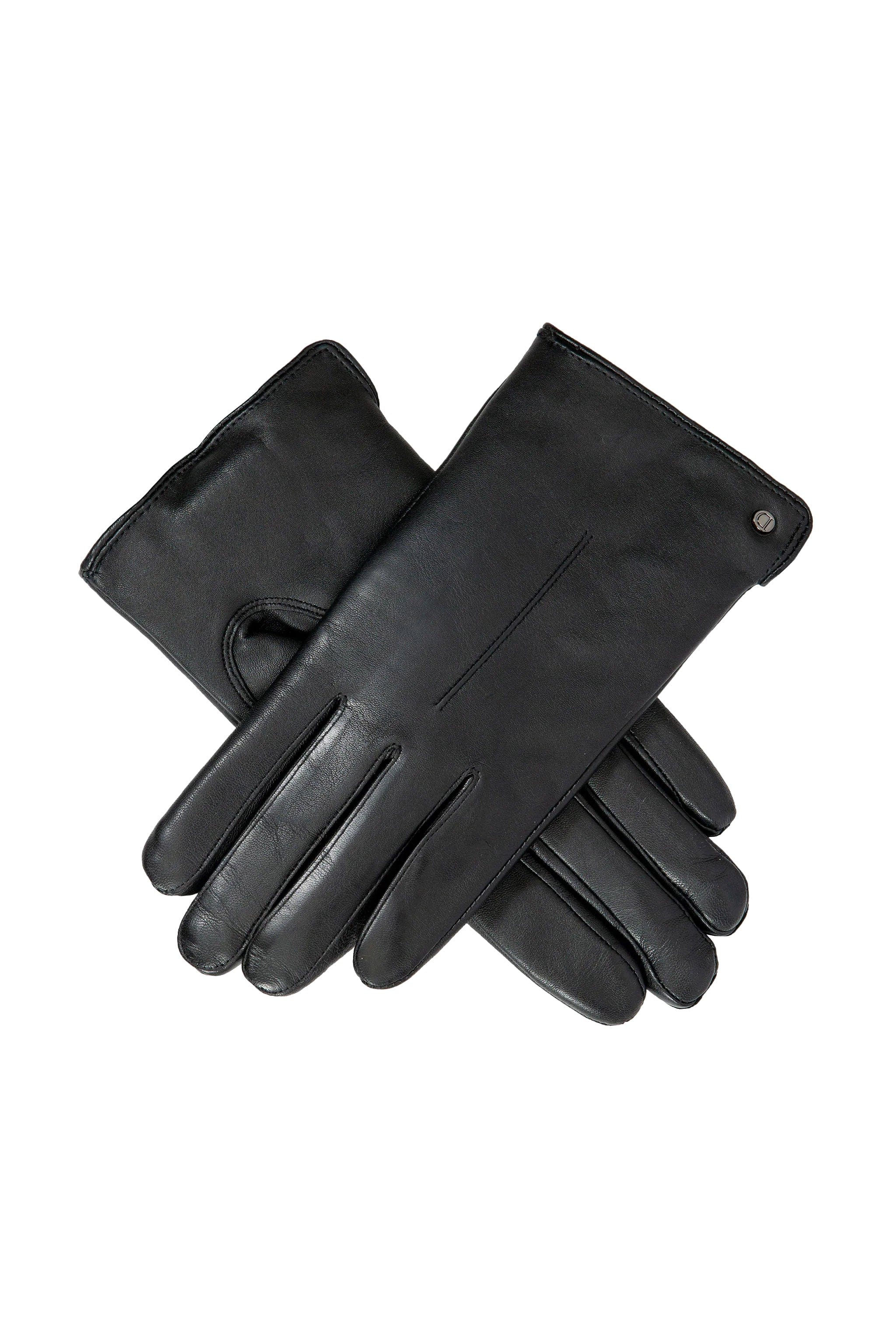 Womens Faux Fur-Lined Touchscreen Leather Gloves - Black