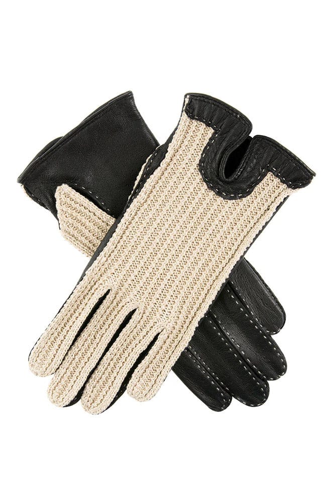 Womens Kelly Crochet Back Driving Gloves - Black