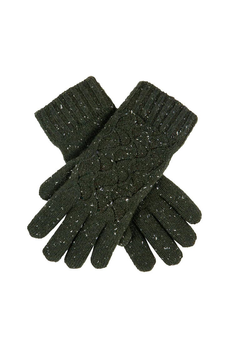 Womens Knitted Marl Gloves - Olive