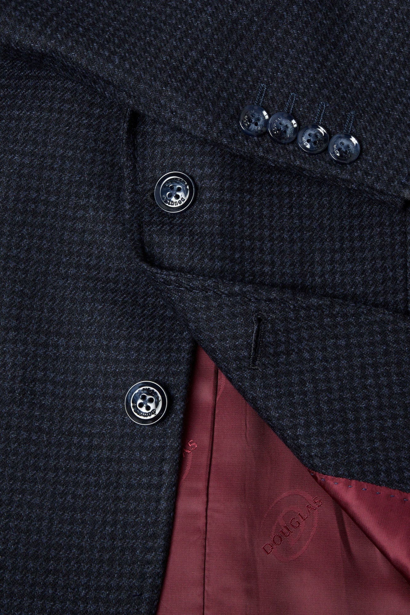 Almeria Micro Check Wool Blend Jacket - Navy - Image 3