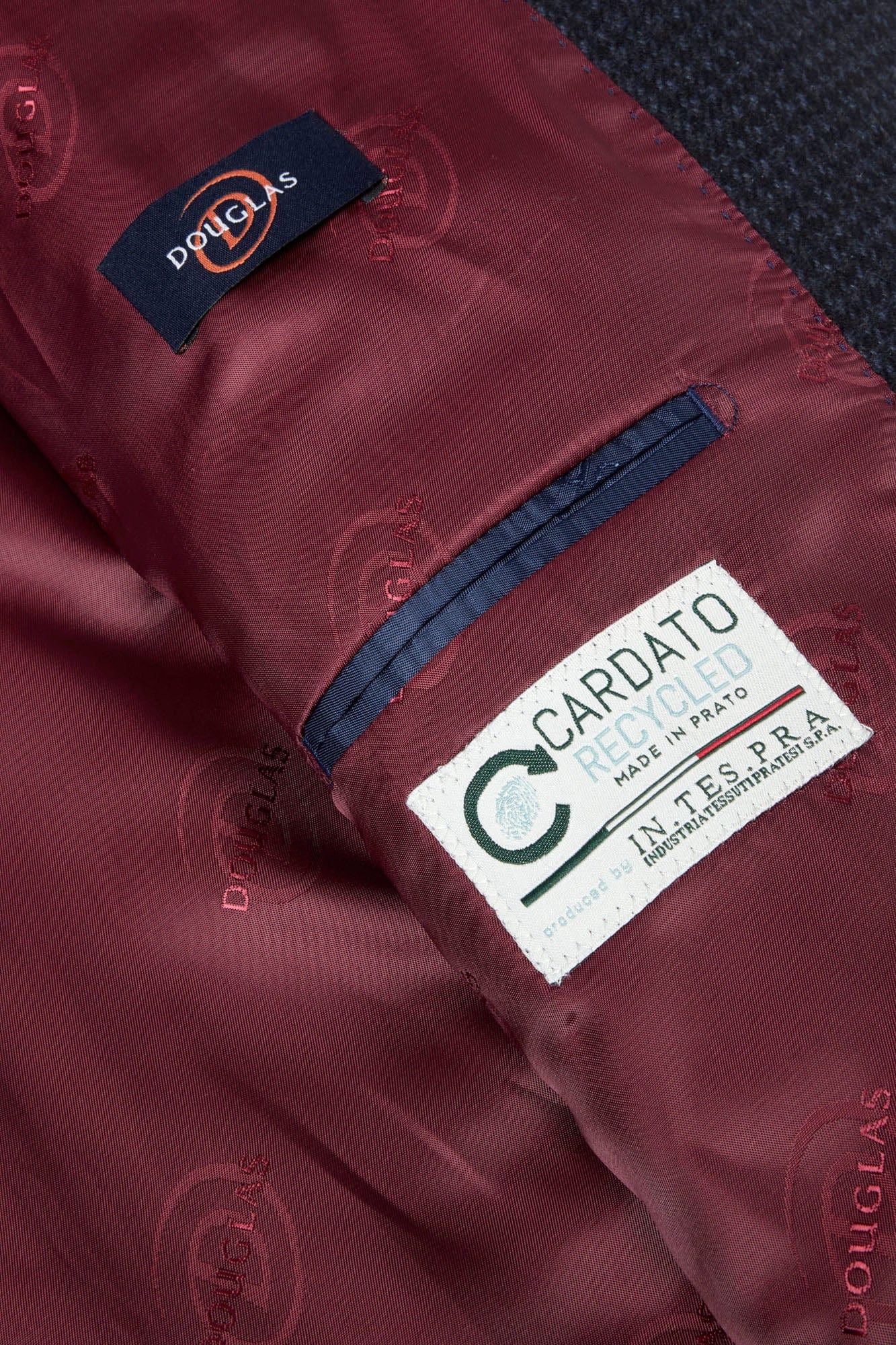 Almeria Micro Check Wool Blend Jacket - Navy - Image 4