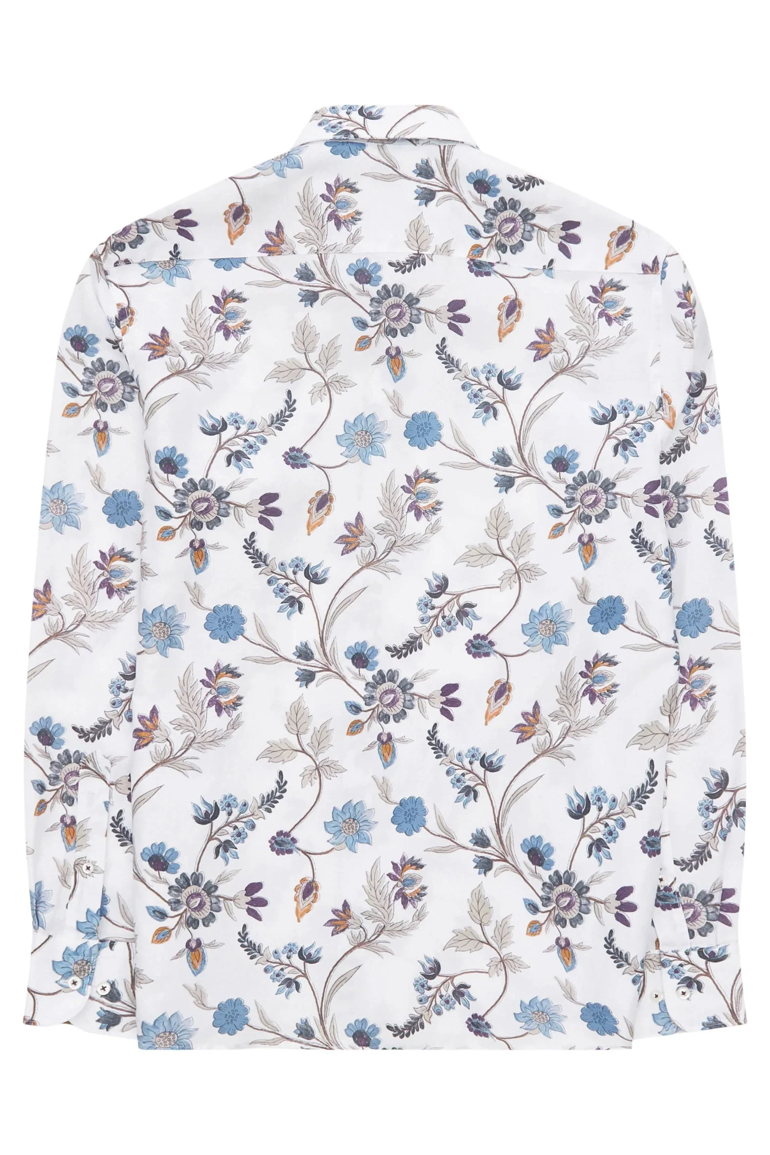 1863 Modern Fit Cotton/Linen Floral Shirt - White - Image 2