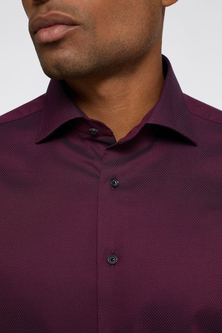 Modern Fit Dobby Cloth Shirt - Bordeaux - Image 3