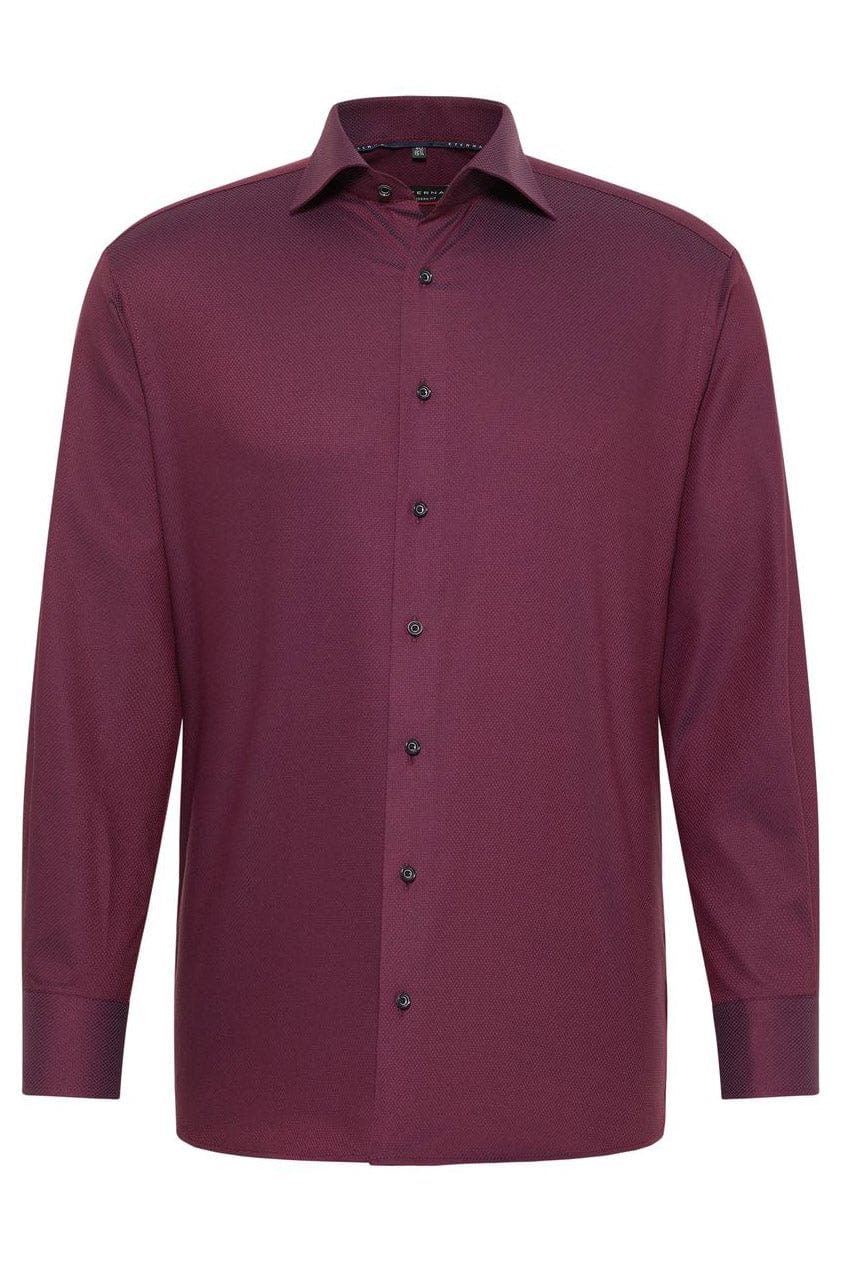 Modern Fit Dobby Cloth Shirt - Bordeaux - Image 5