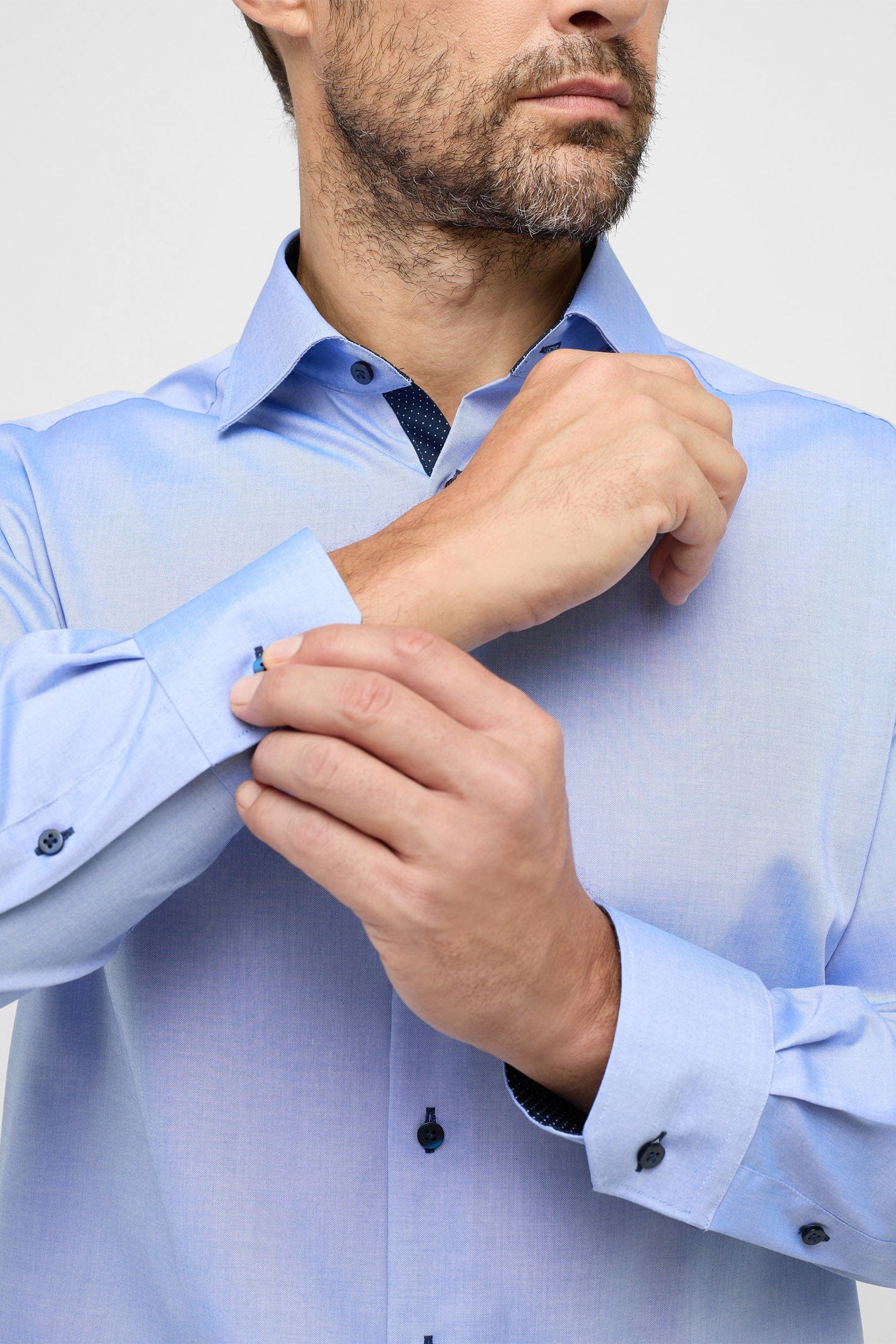Modern Fit Fine Oxford Long Sleeve Shirt - Blue - Image 2