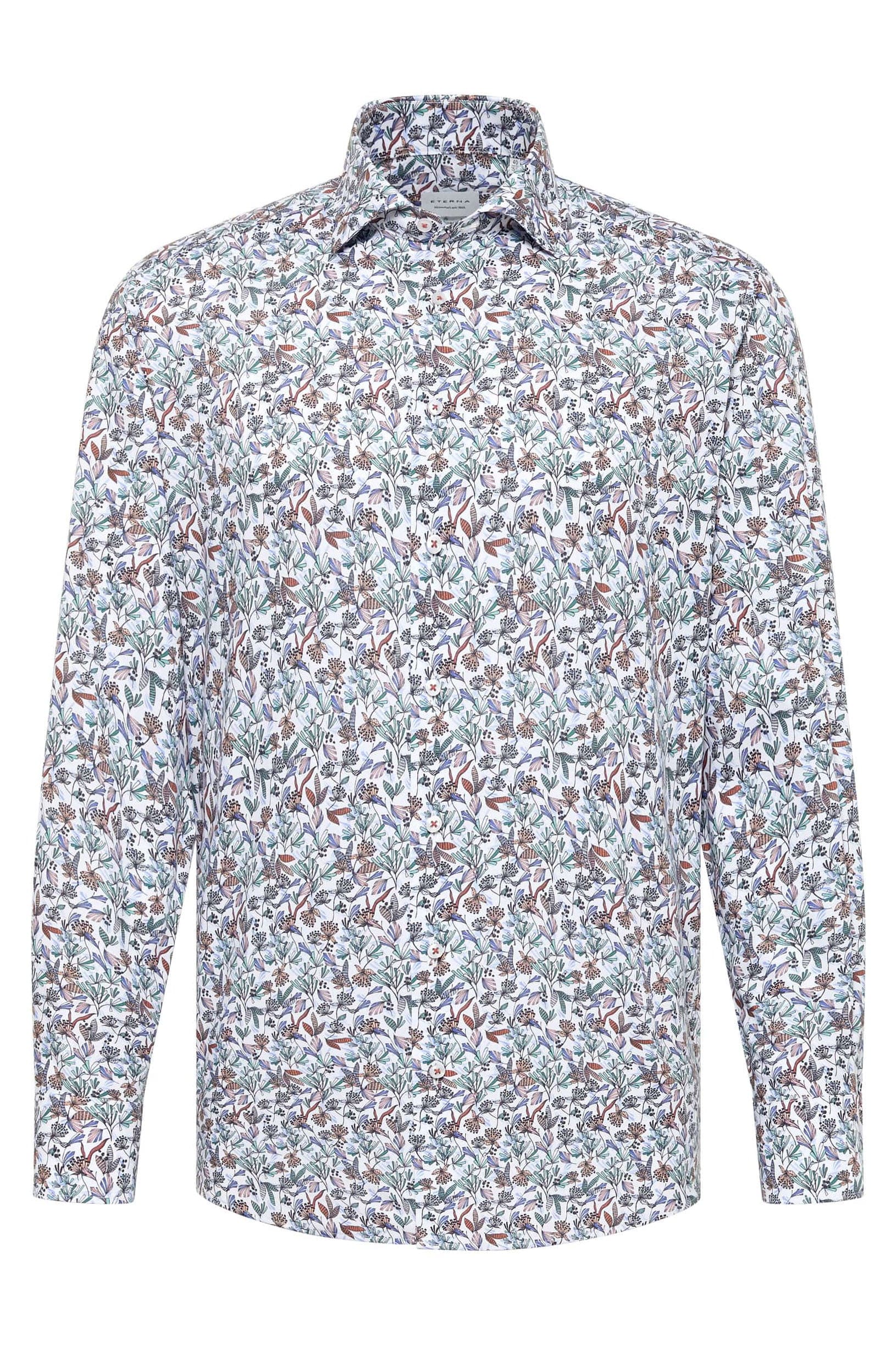 Modern Fit Floral Leaf Long Sleeve Shirt - Peach Multi - Image 4