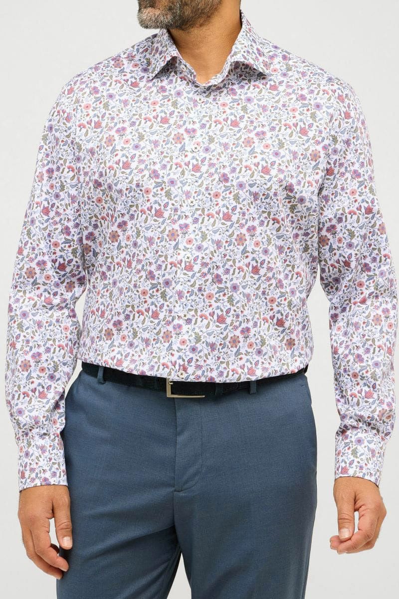 Modern Fit Floral Leaf Shirt - White/Multi - Image 2
