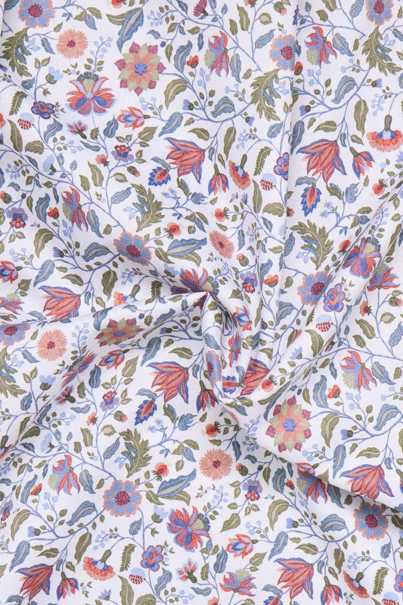 Modern Fit Floral Leaf Shirt - White/Multi - Image 3