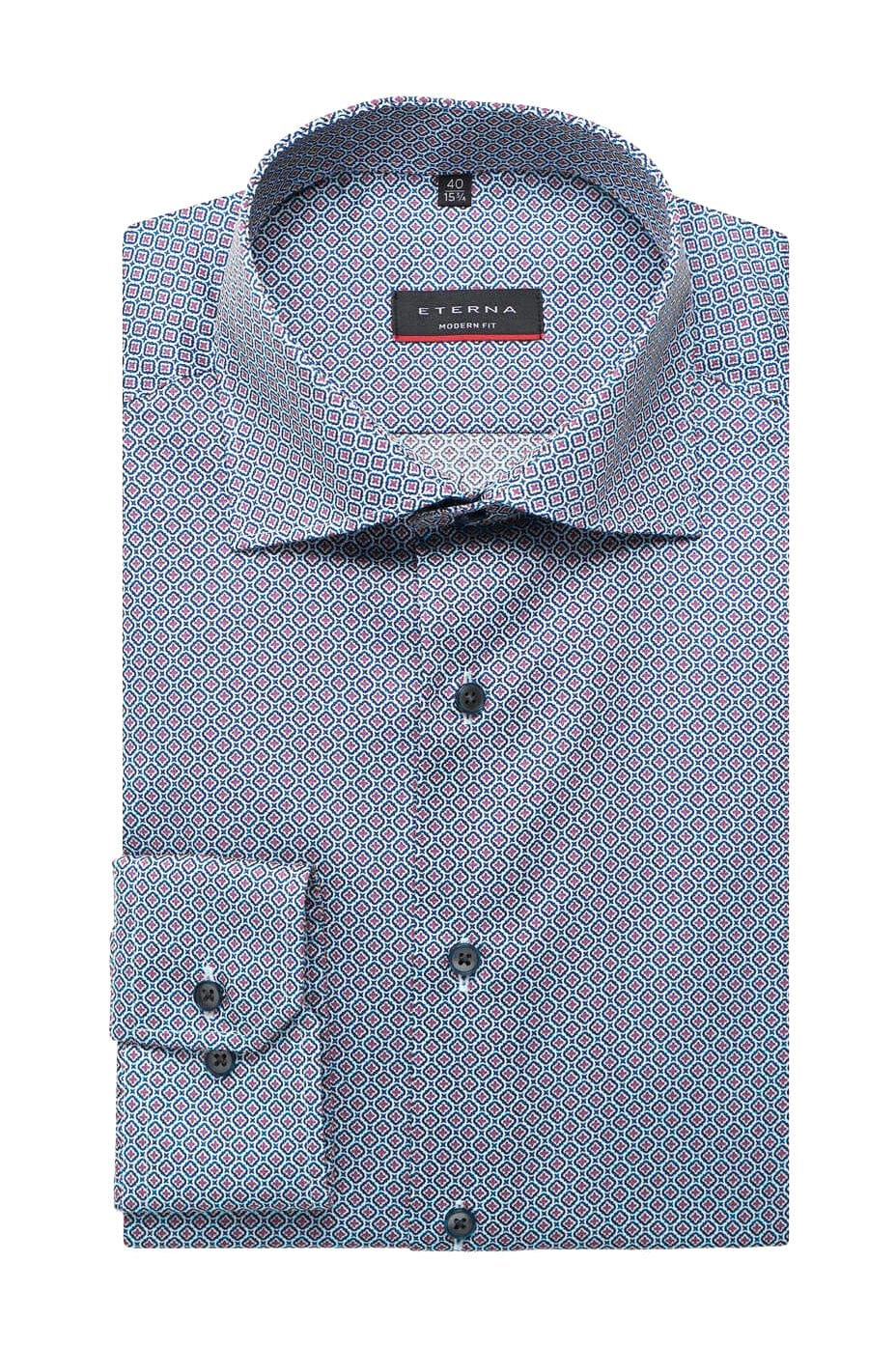 Modern Fit Geo Print Shirt - Soft Blue/Pink