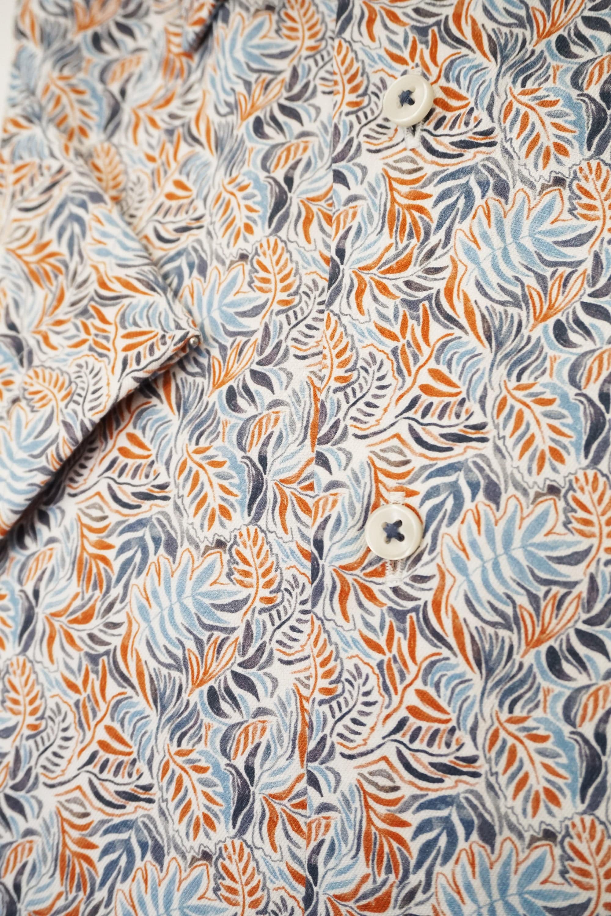 Modern Fit Leaf Print Short Sleeve Shirt - Blue/Red - Image 4