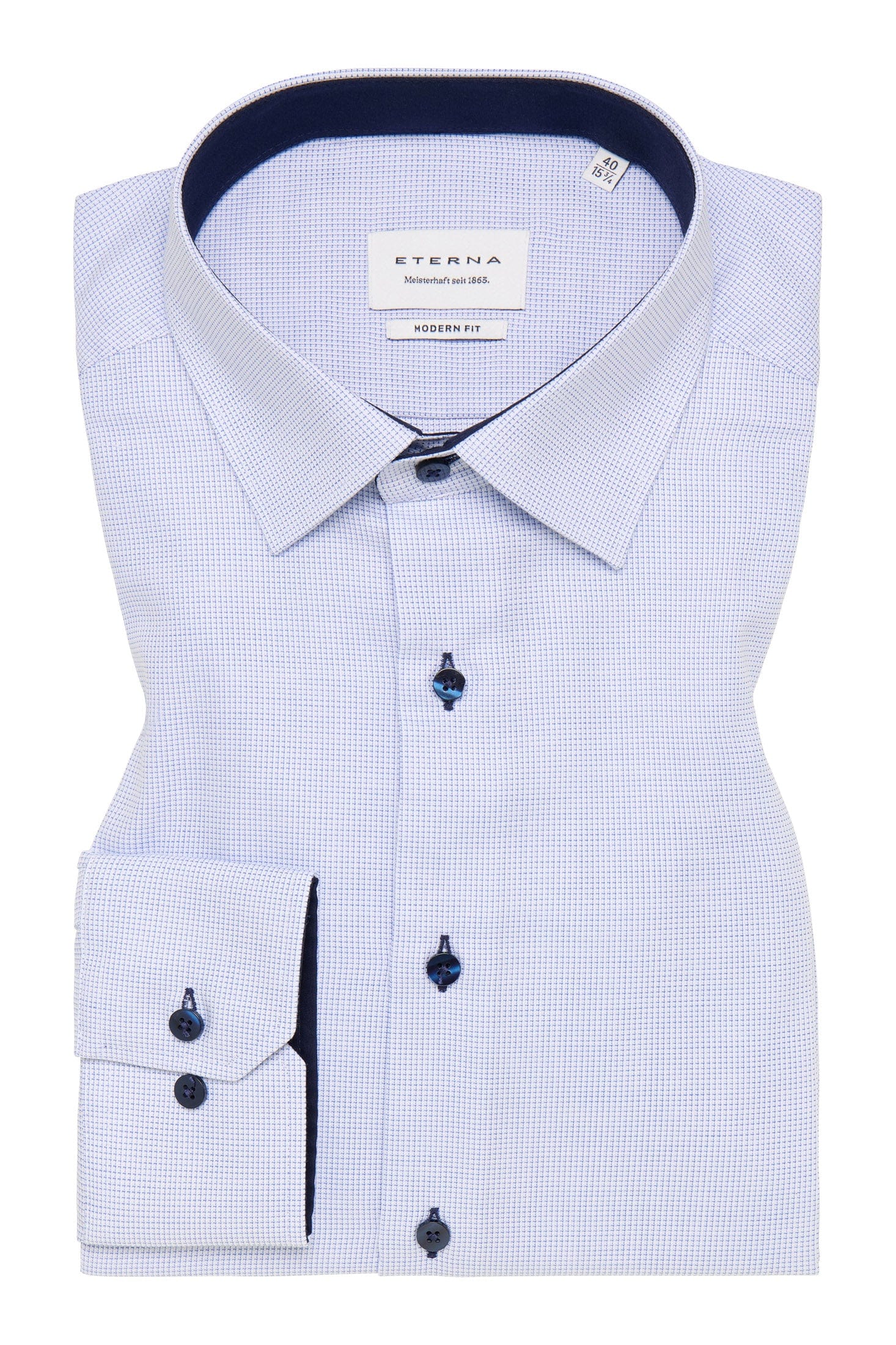 Modern Fit Micro Texture Long Sleeve Shirt - Blue