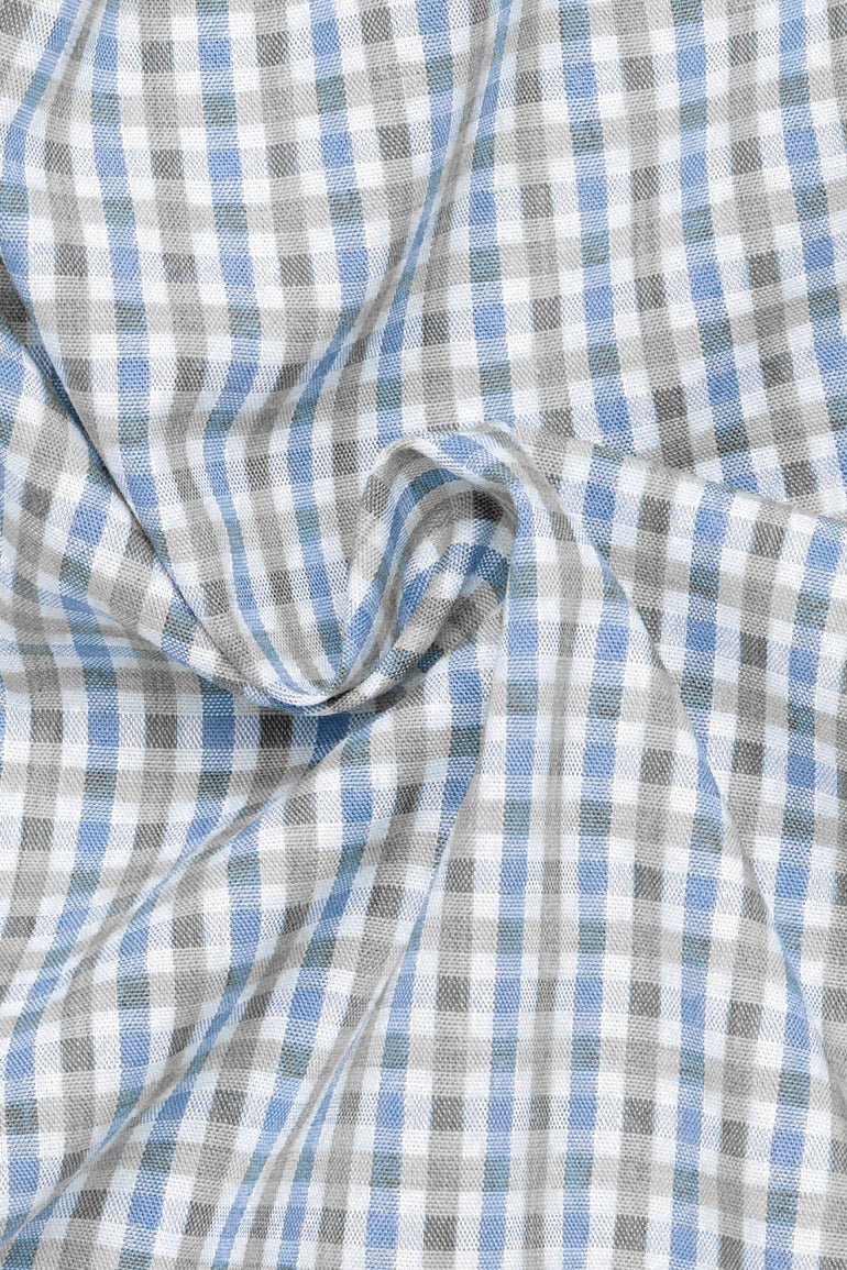 Modern Fit Neat Check Shirt - Blue/Grey - Image 2