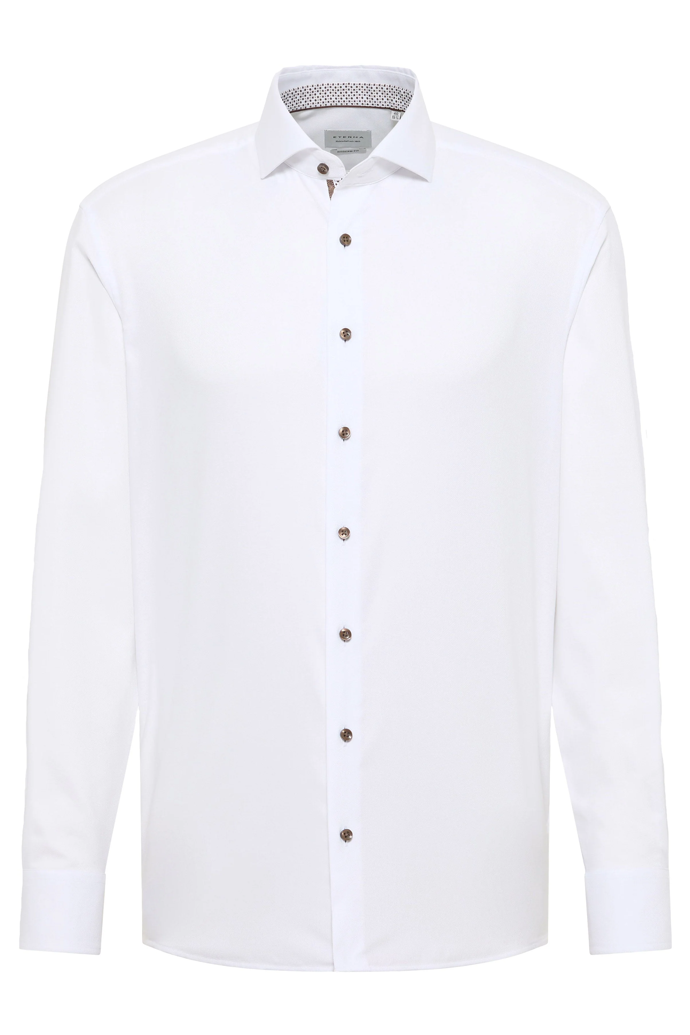 Modern Fit Micro Texture Shirt with Trim - White - Image 2