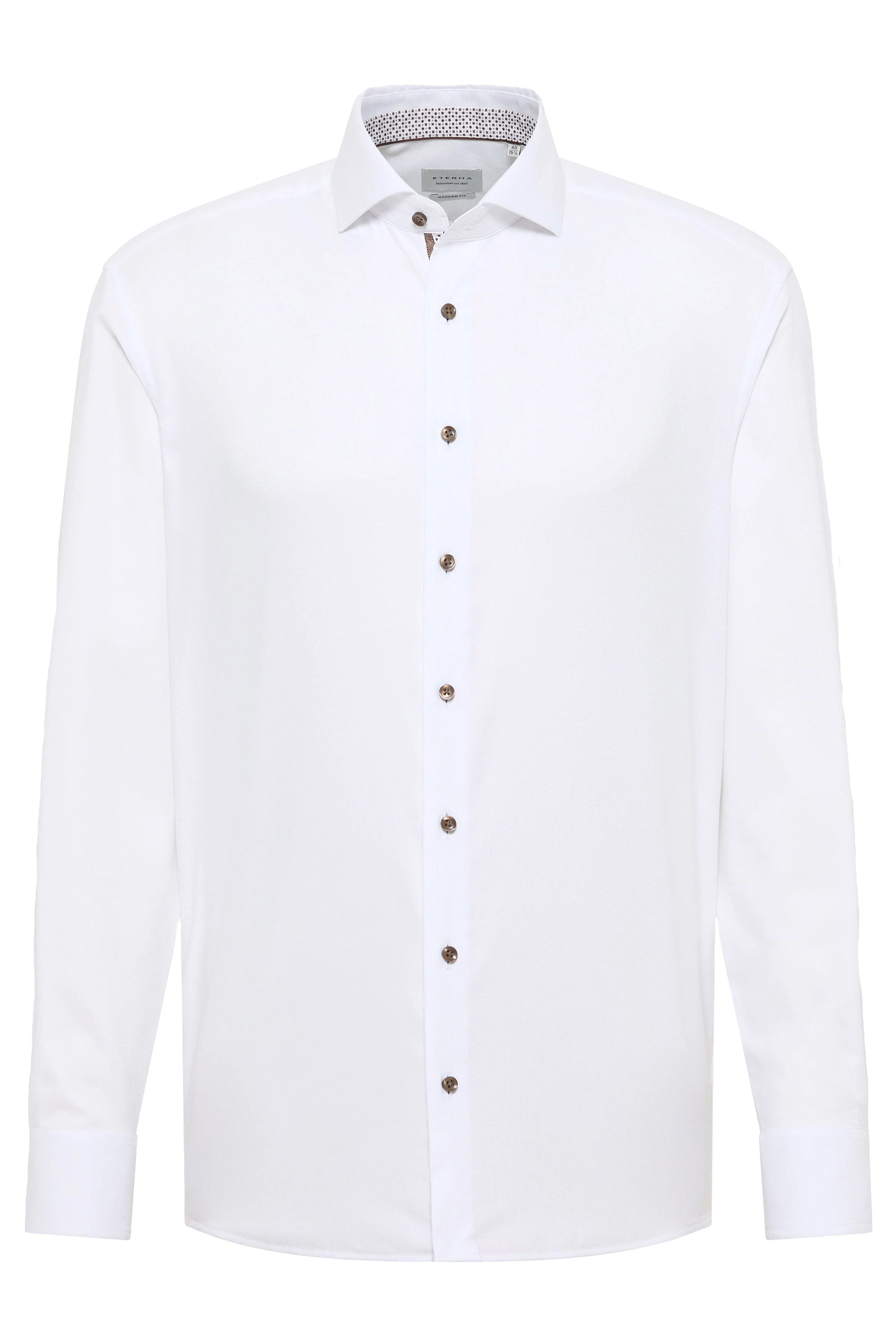 Modern Fit Micro Texture Shirt with Trim - White - Image 5