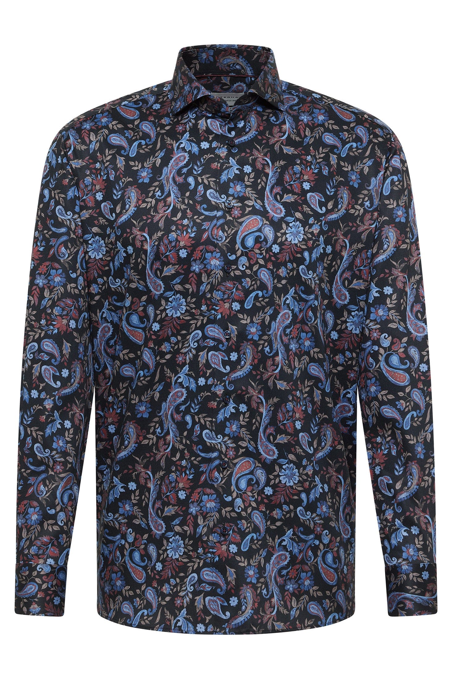 Modern Fit Paisley Print Shirt - Black/Blue - Image 5