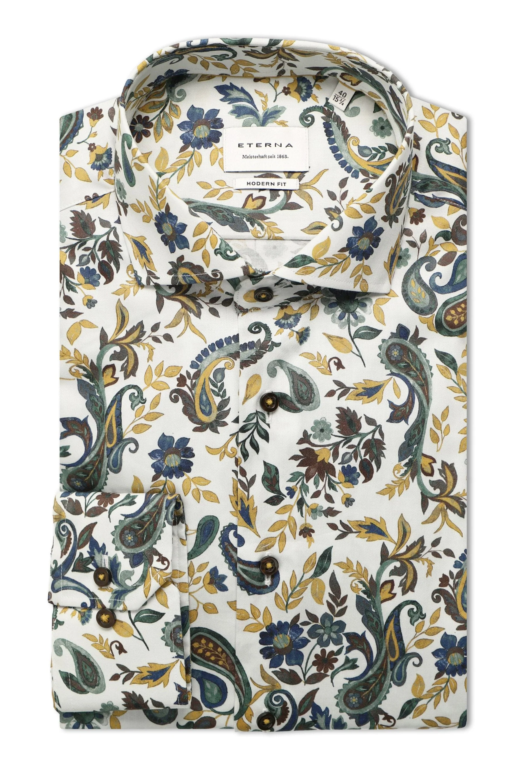 Modern Fit Paisley Print Shirt - Pale Grey/Multi