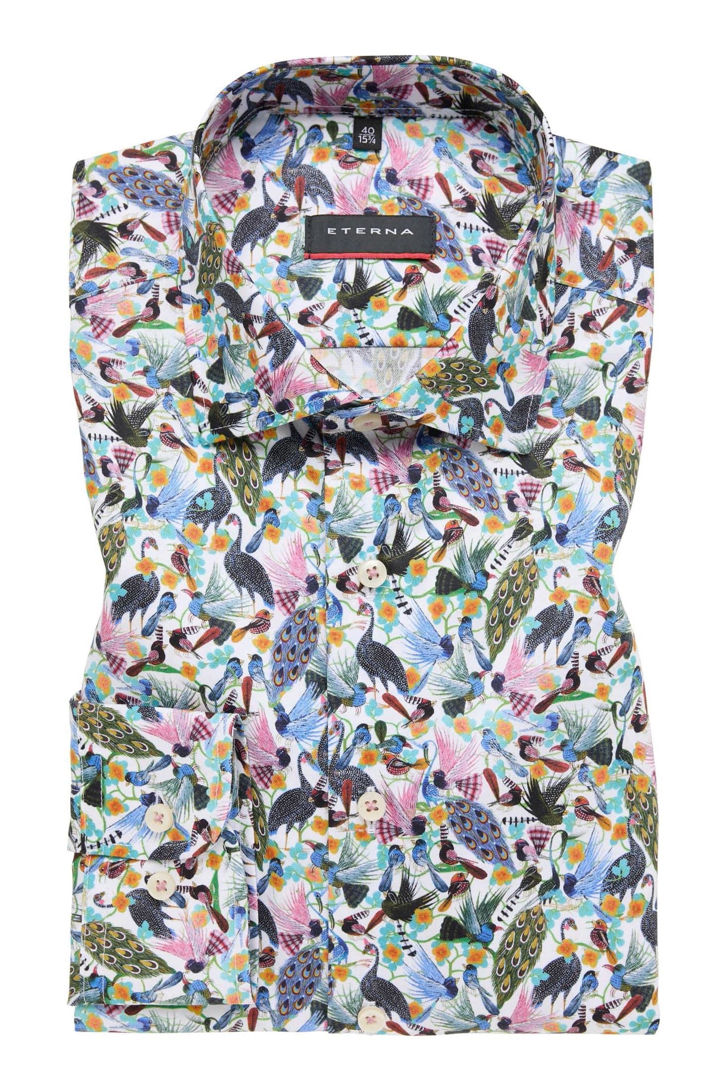 Modern Fit Peacock Print Twill Shirt - Multi