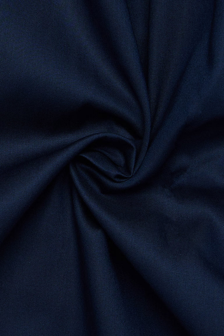 Modern Fit Plain Shirt with Trim - Dark Blue - Image 6