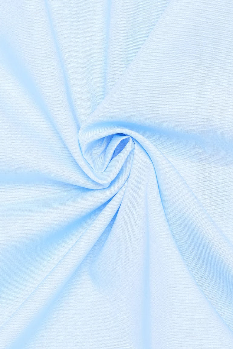 Modern Fit Plain Shirt with Trim - Light Blue - Image 6