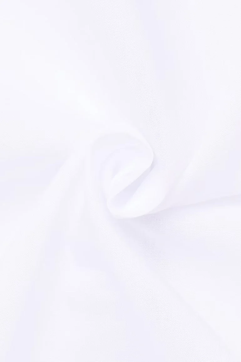 Modern Fit Plain Shirt with Navy Trim - White - Image 3