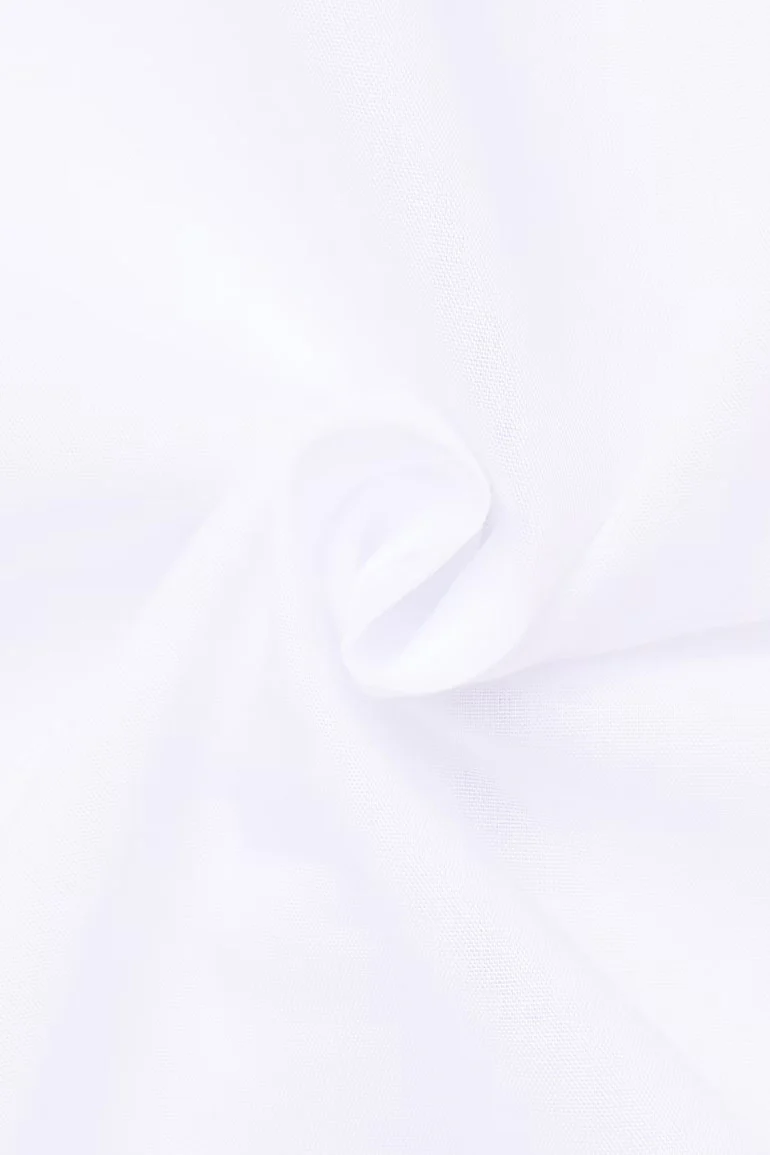 Modern Fit Plain Shirt with Black Trim - White - Image 5