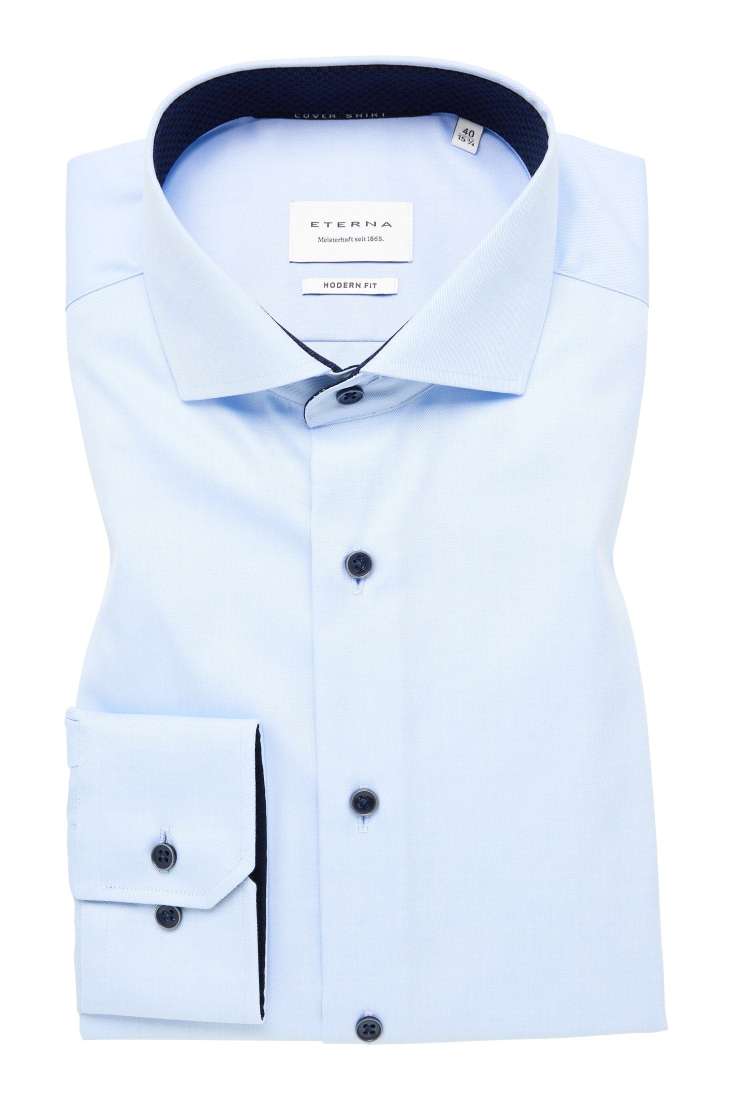 Modern Fit Plain Twill Cover Shirt - Light Blue - Image 6