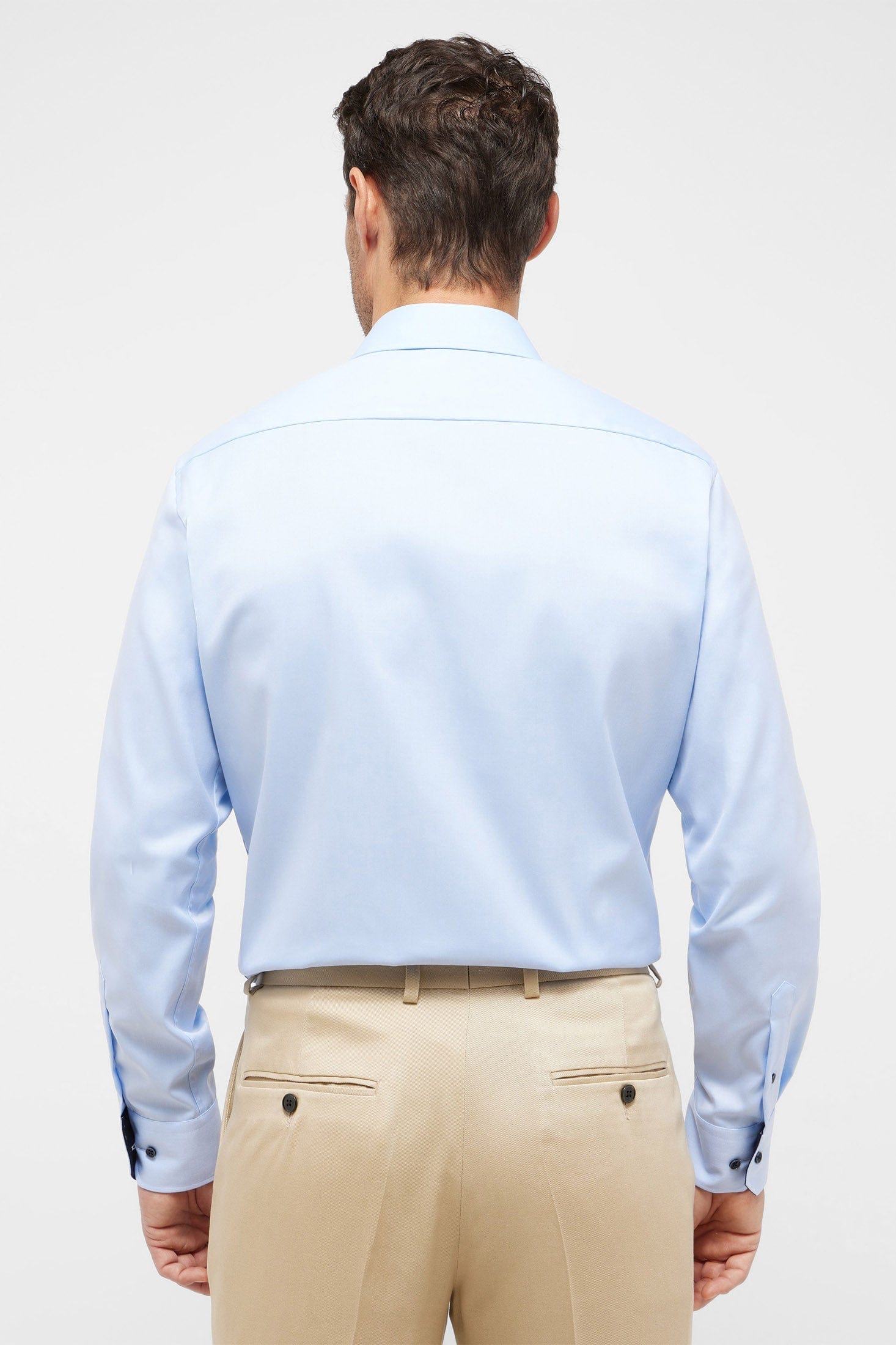 Modern Fit Plain Twill Cover Shirt - Light Blue - Image 8